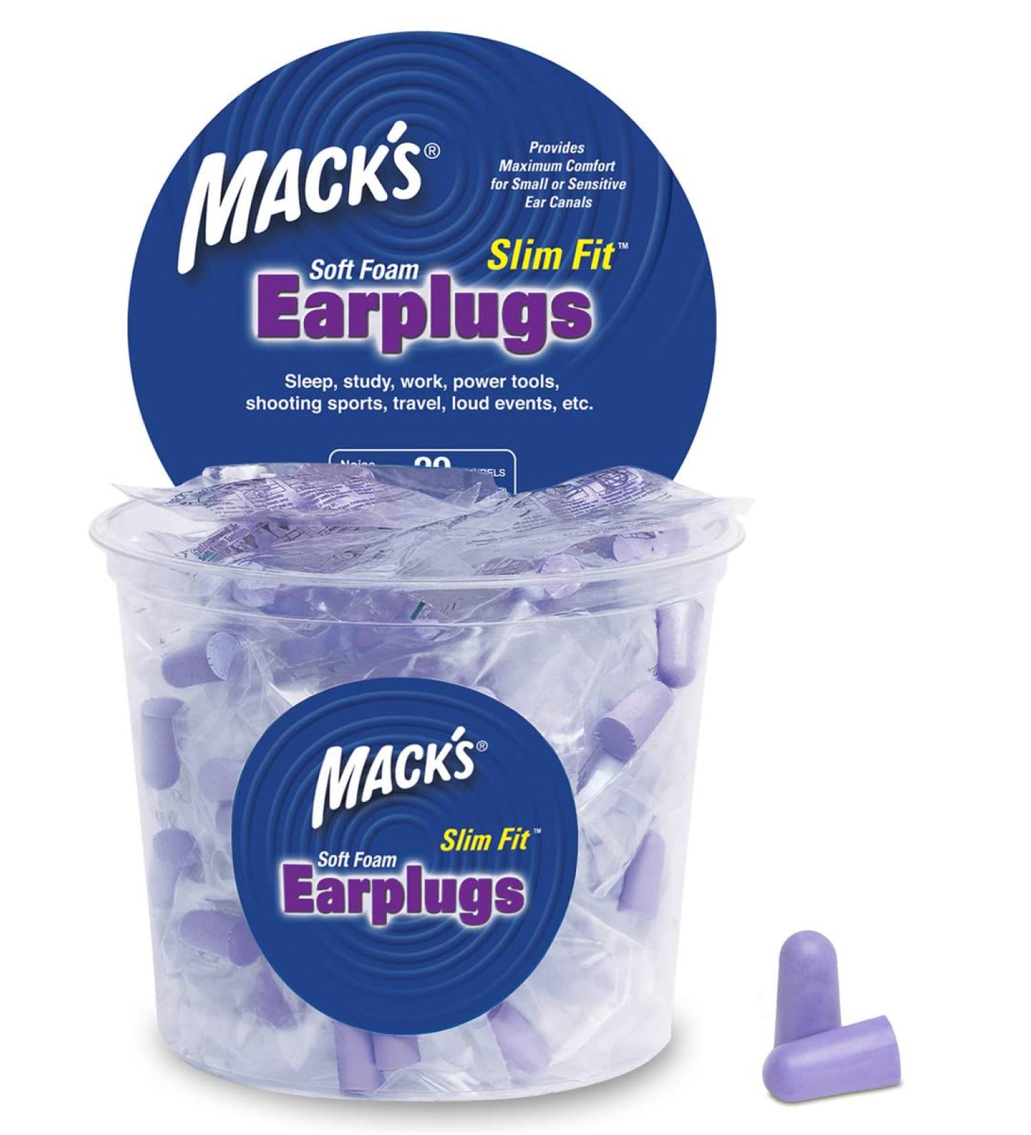 Mack's Slim Fit Soft Foam Earplugs 100 Pair - Small Ear Plugs for Sleeping, Snoring, Traveling, Concerts & More - Buy Online on GoSupps.com