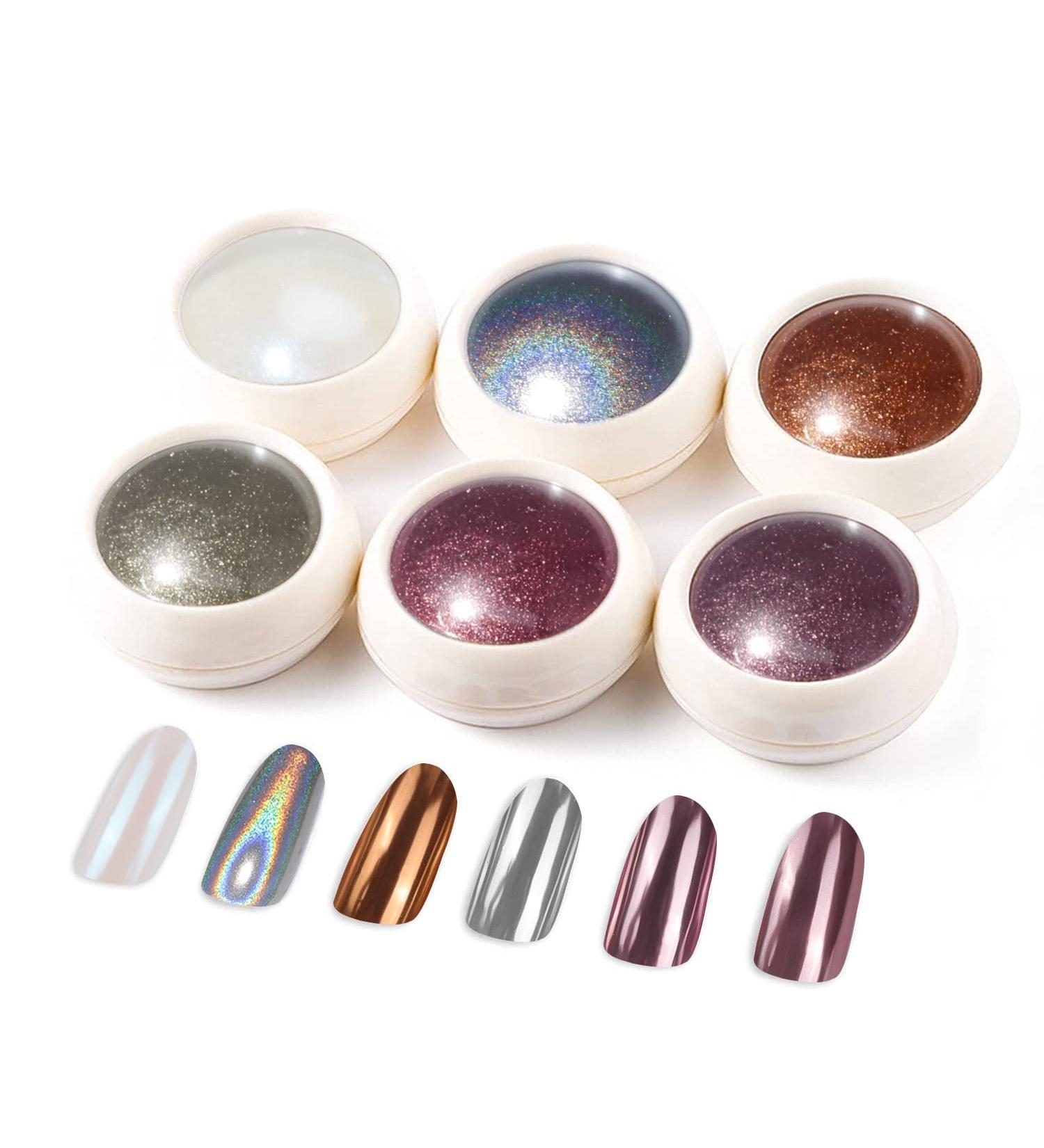 6 Box Chrome Nail Glitter Holographic Powder Set for Magic Mirror Finish - Nail Art Design Decoration - Buy Online on GoSupps.com