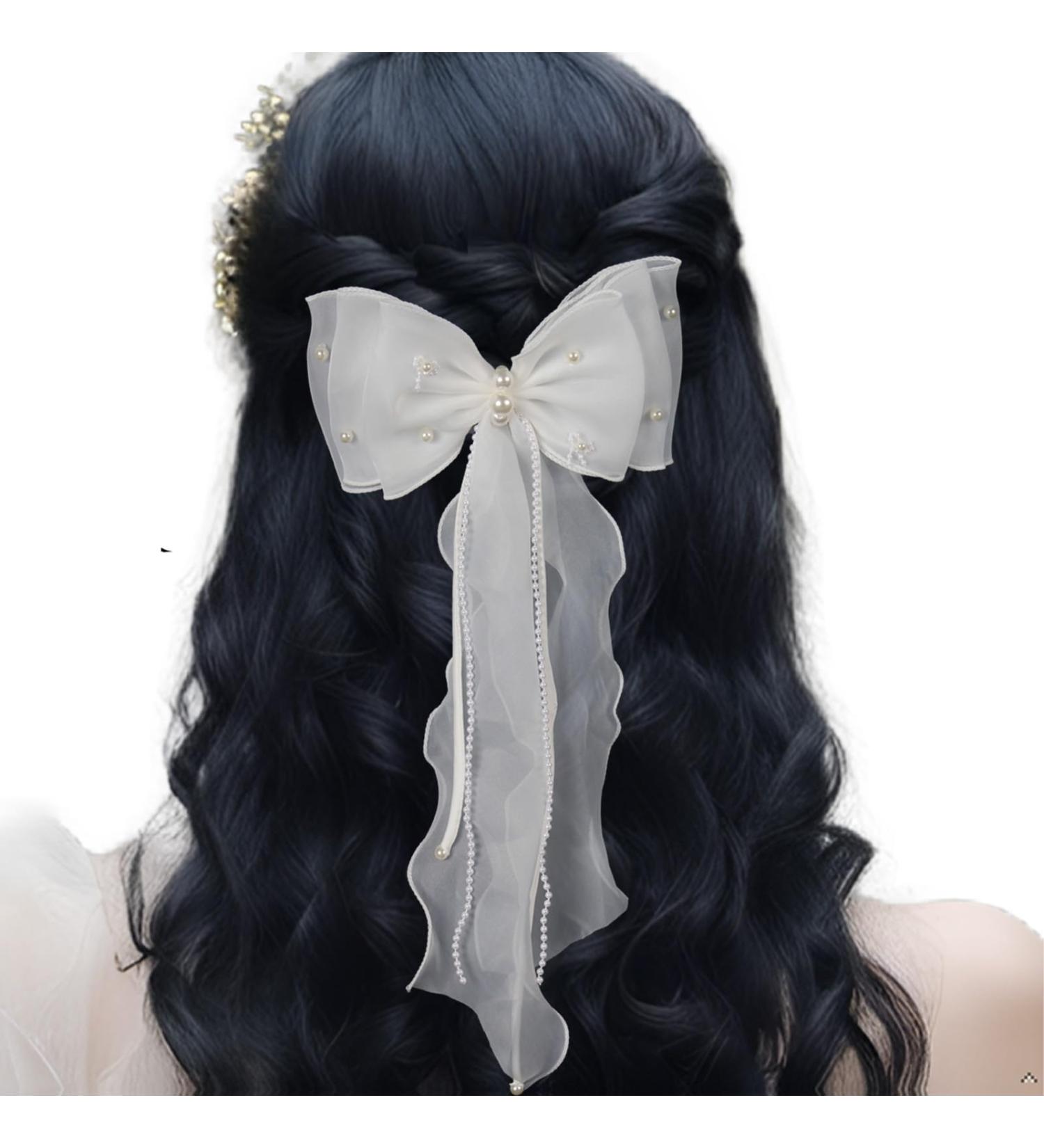 MOUOGO Birthday Bows Wedding Bows Bridal Bows Bridesmaids Bows Flower Girl Bows Mother of the Bride Bows (White) - Buy Online on GoSupps.com