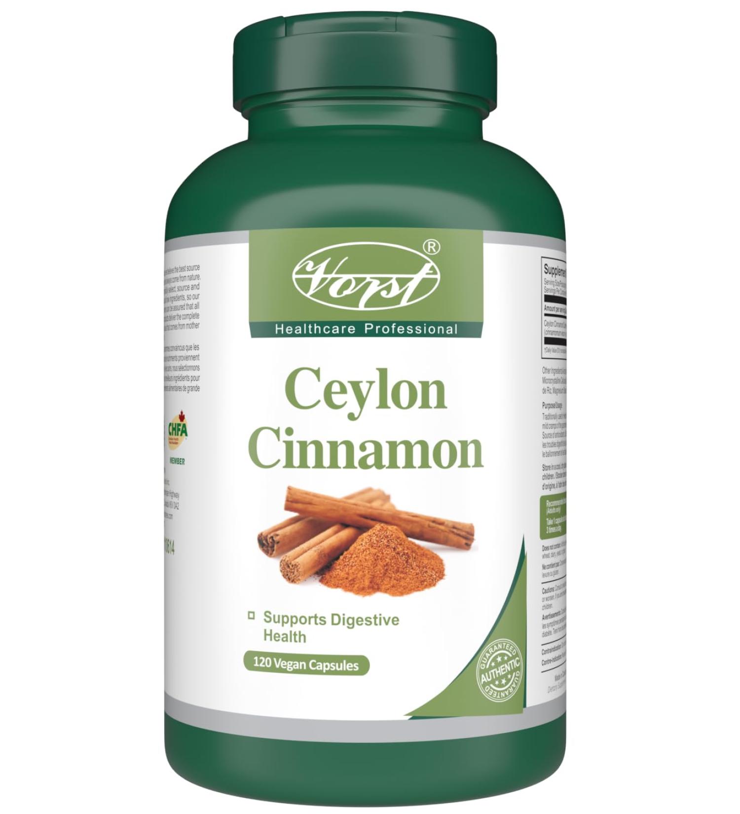 VORST Ceylon Cinnamon 600mg 120 Vegan Capsules | Gluten Free Supplements for Digestive & Metabolic Health | Cinnamon Sticks Powder Pills | 1 Bottle 1 count (Pack of 120) - Buy Online on GoSupps.com