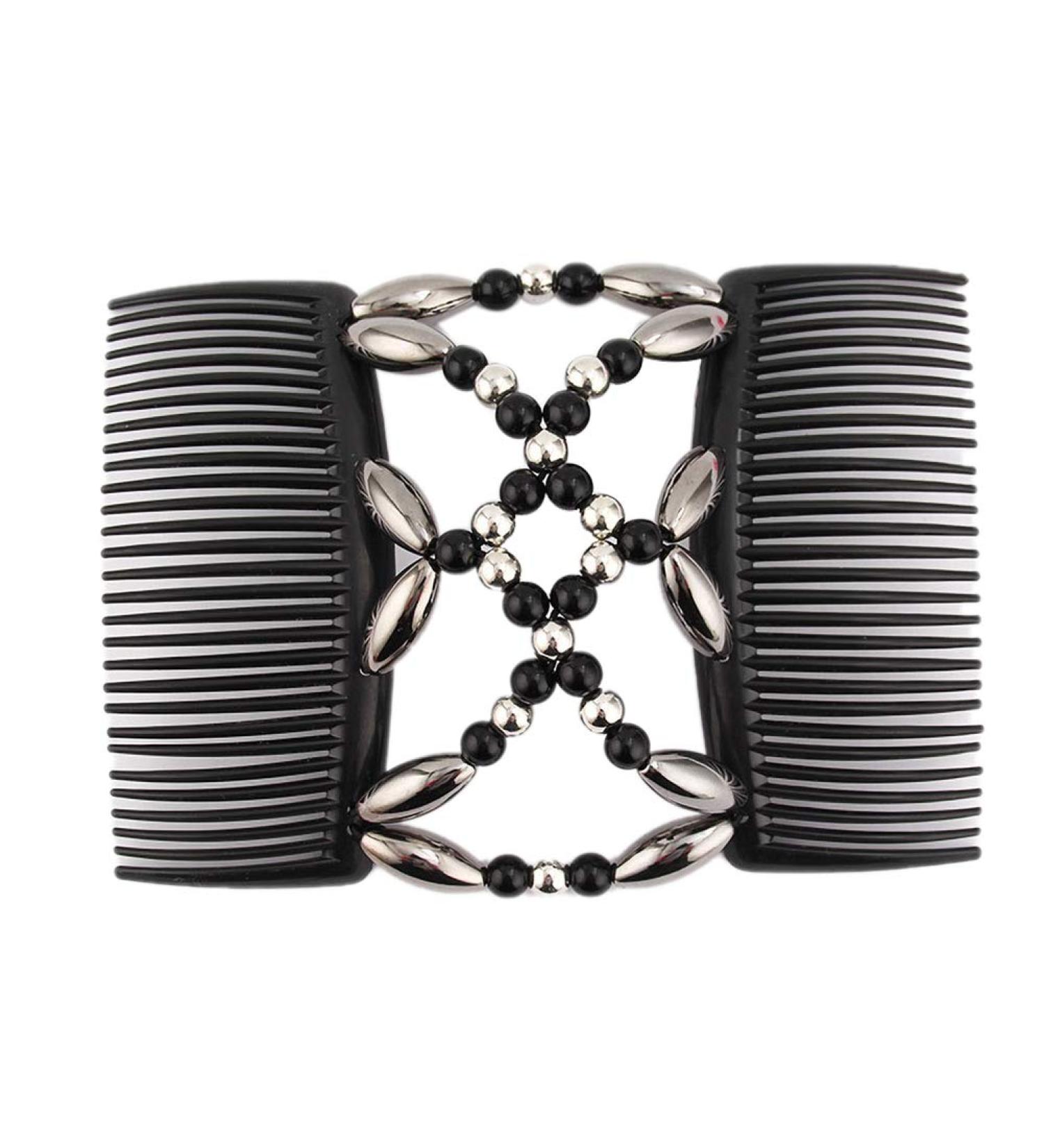 Beads Hair Combs Magic Elastic Hair Clips Stretchy Hair Comb Double Clips For Women Girls Hair Accessory - Buy Online on GoSupps.com