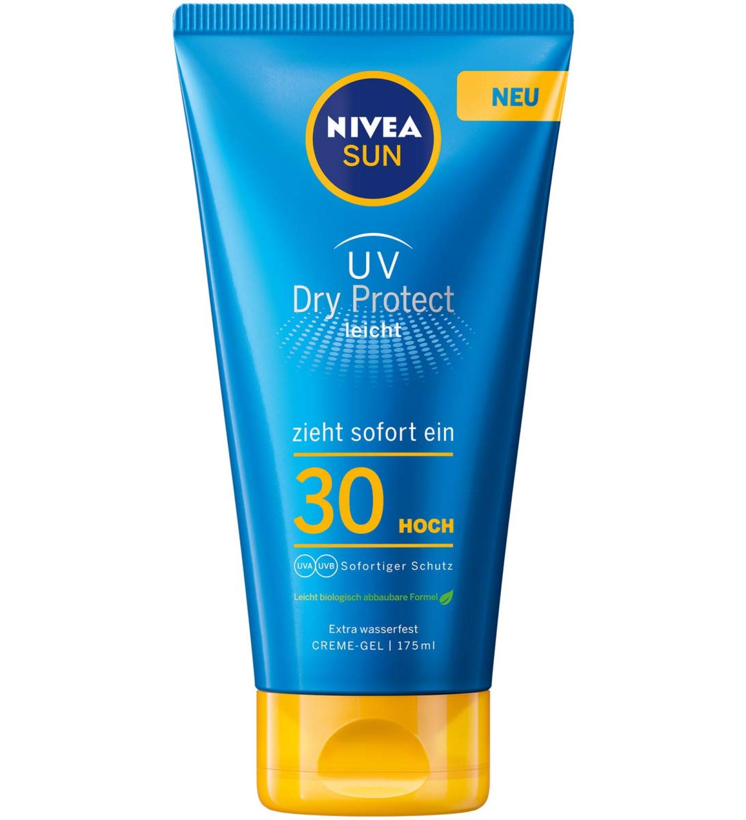 NIVEA SUN UV Dry Protect Gel SPF 30 - Schnell Einziehend Wasserresistent 175 ml - Internationale Lieferung - Buy Online on GoSupps.com