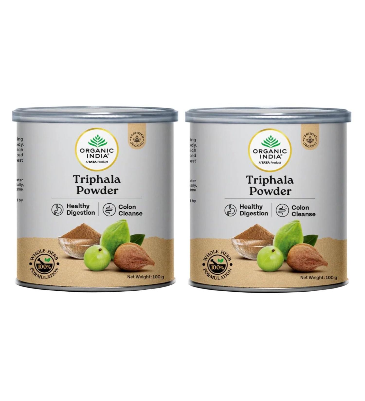 India-organic's Triphala Powder for Digestive Health Support Natural Colon Cleanse Supplement 100 Gram Pack of 2 - Buy Online on GoSupps.com