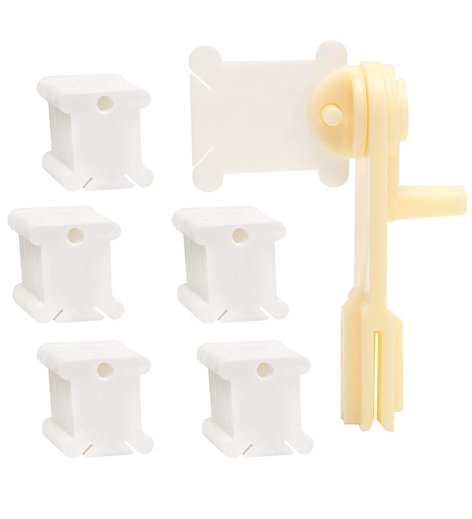 100 Pcs Plastic Floss Bobbins Set with Bobbin Winder - Embroidery Floss & Sewing Storage - Buy Online on GoSupps.com