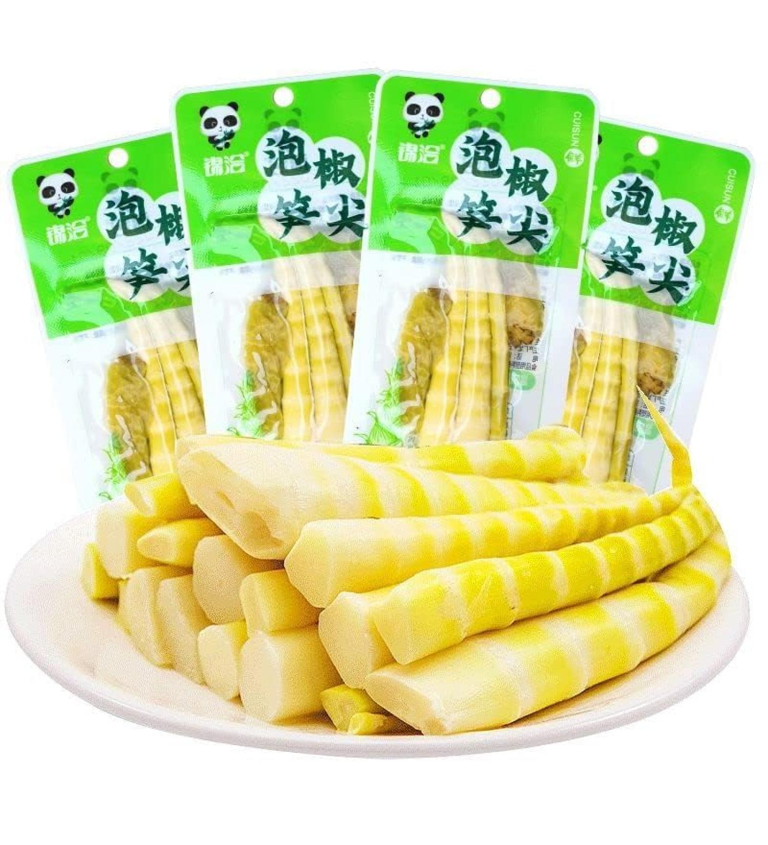 Instant pickled pepper crisp bamboo shoots Spicy bamboo shoots tip Hot and sour vegetable food Chinese specialty snacks Pickled pickles Side dish Delicious snacks (500g) - Buy Online on GoSupps.com