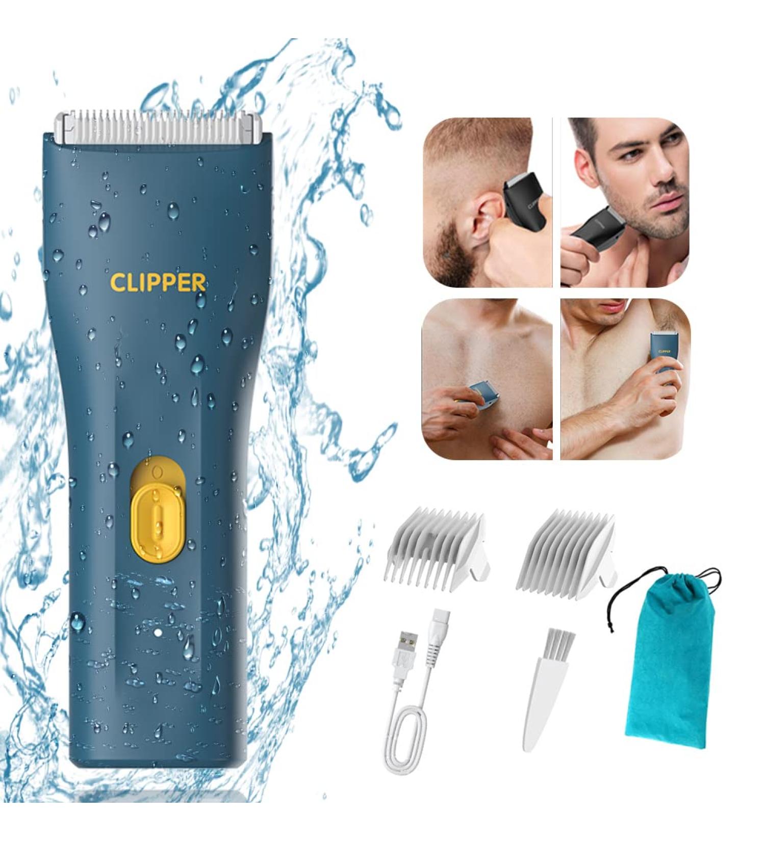 OPENBEAUTY Mini Portable Body Groomer Trimmer - USB Rechargeable & Waterproof, for Men & Women - Electric Beard & Pubic Hair Shaver - Blue - Buy Online on GoSupps.com