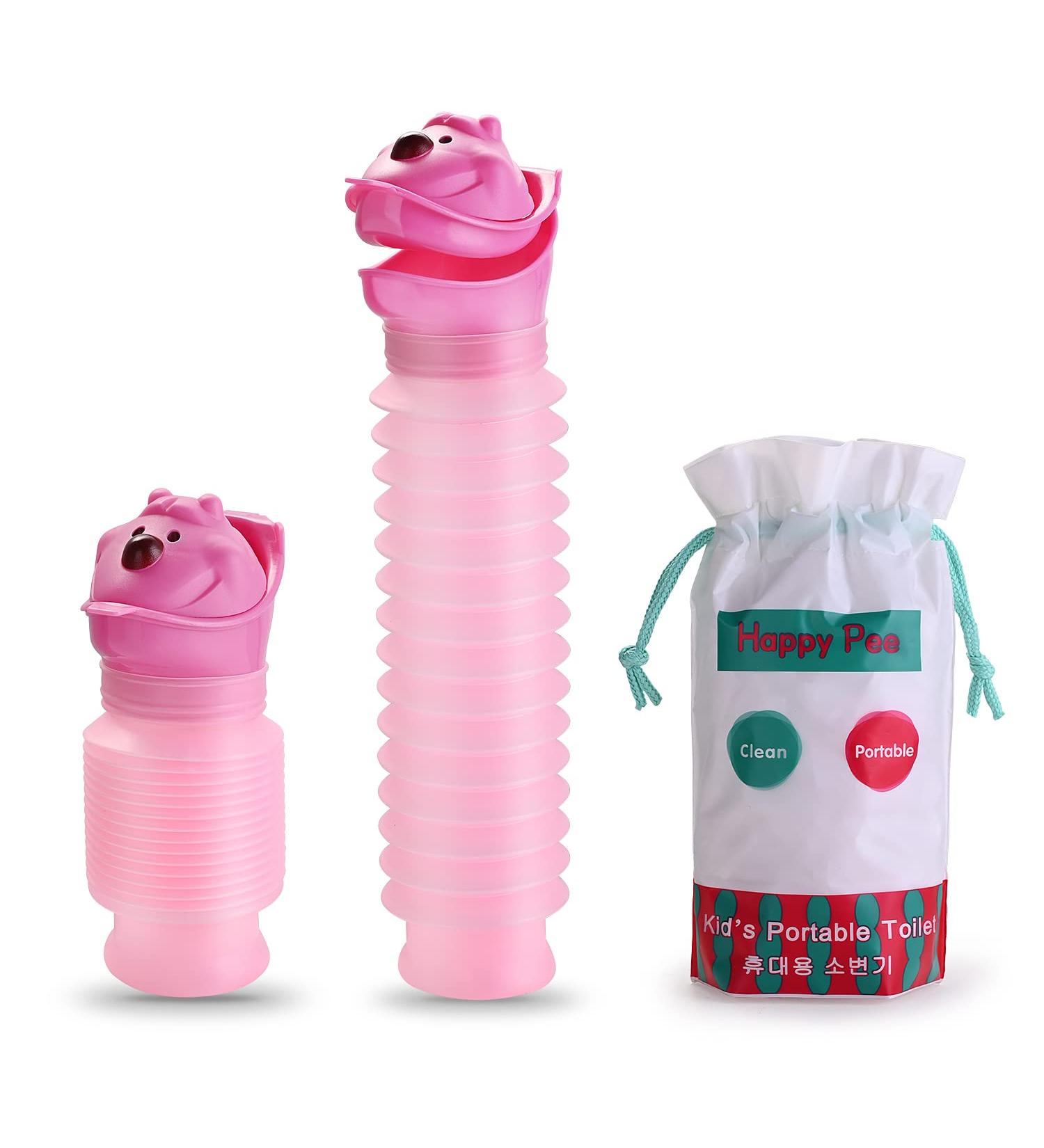 Portable Shrinkable Potty for Toddler Training - Pink Urinal for Boys, Kids, Adults - Ideal for Car Travel and Camping - Buy Online on GoSupps.com
