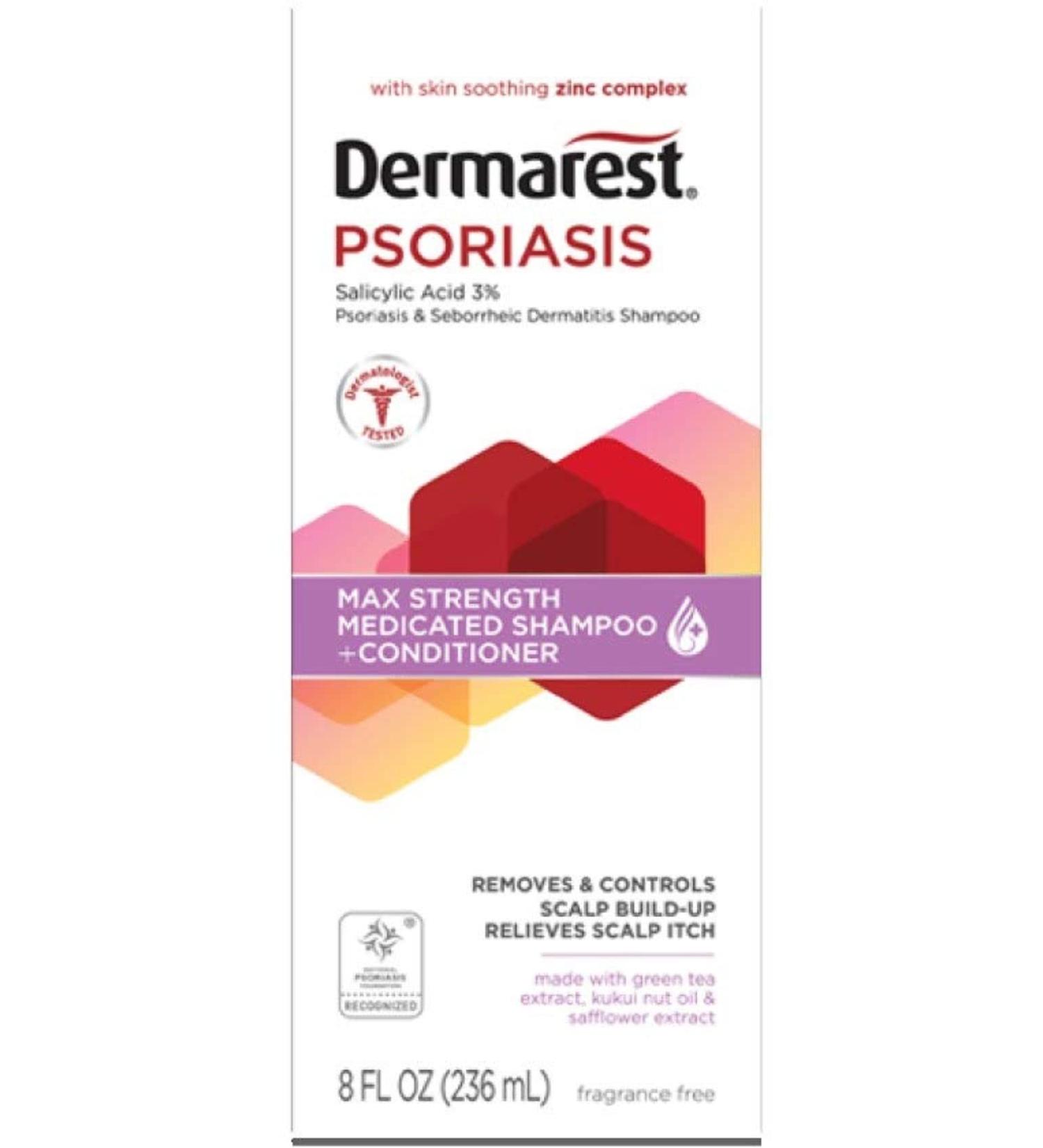 Dermarest Psoriasis Medicated Shampoo and Conditioner, Unscented, Dermatologist Tested, 8 ounces, (Pack of 2) 8 Fl Oz (Pack of 2)