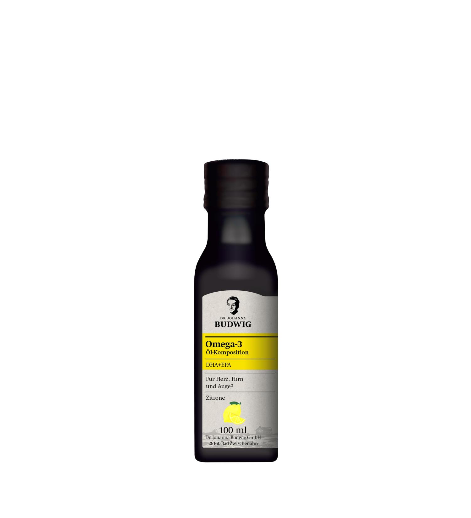 Dr. Budwig Omega 3 DHA+EPA Lemon 100ml - Vegan Algae Oil & Linseed Oil - High EPA DHA Omega 3 for Adults & Children - Buy Online on GoSupps.com