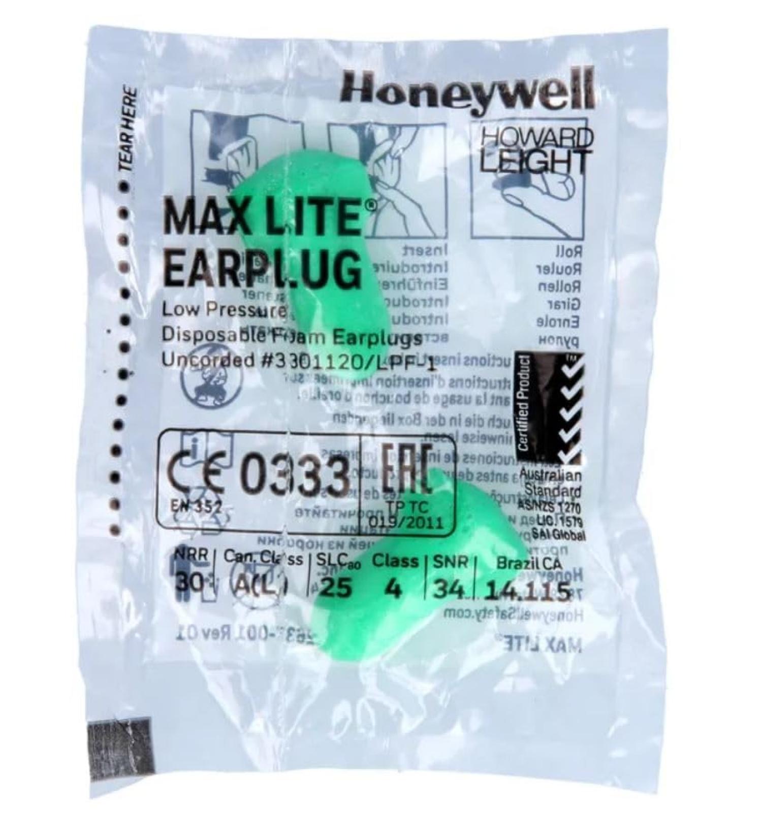 Howard Leight by Honeywell Max Lite Soft Foam Earplugs 20 Pairs