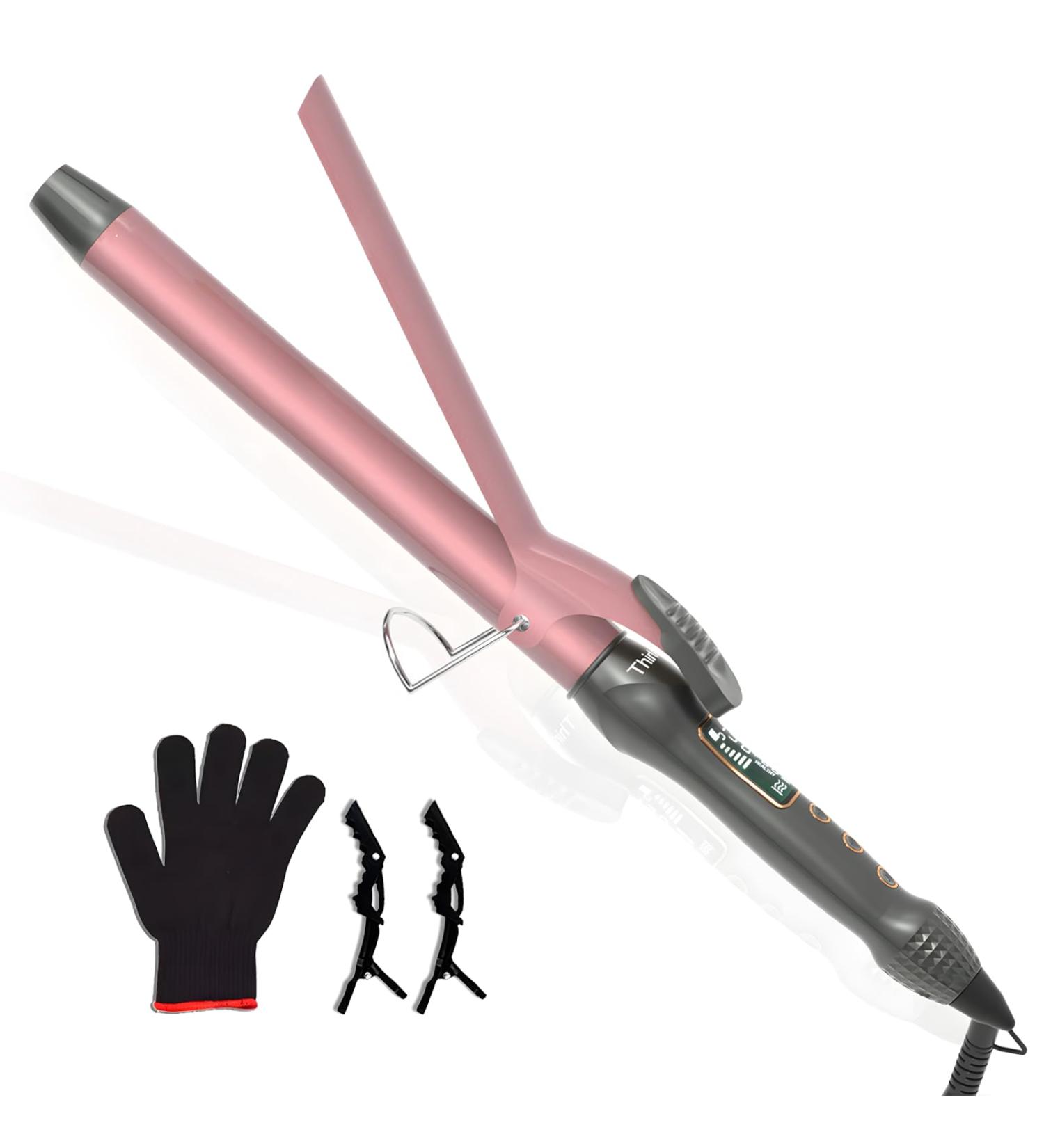 Thirtek 1-Inch Extra Long Barrel Curling Iron - Ceramic Tourmaline 450 F Fast Heat 15 Temp Settings Auto Shut-Off Dual Voltage - Rose Gold - Buy Online on GoSupps.com