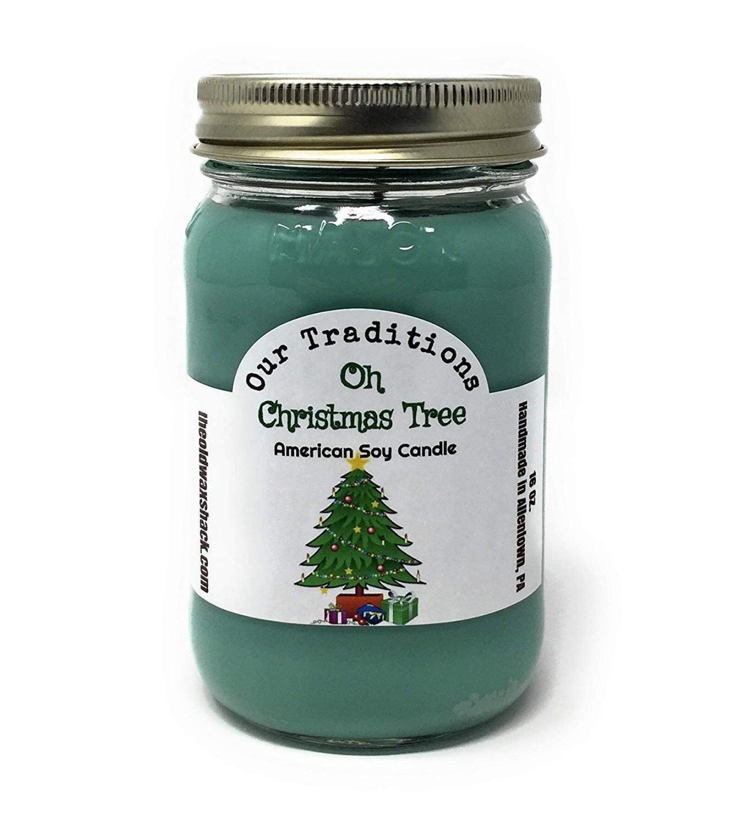 Oh Christmas Tree Scent Soy Candle - 16 Oz. Mason Jar - Holiday Scent