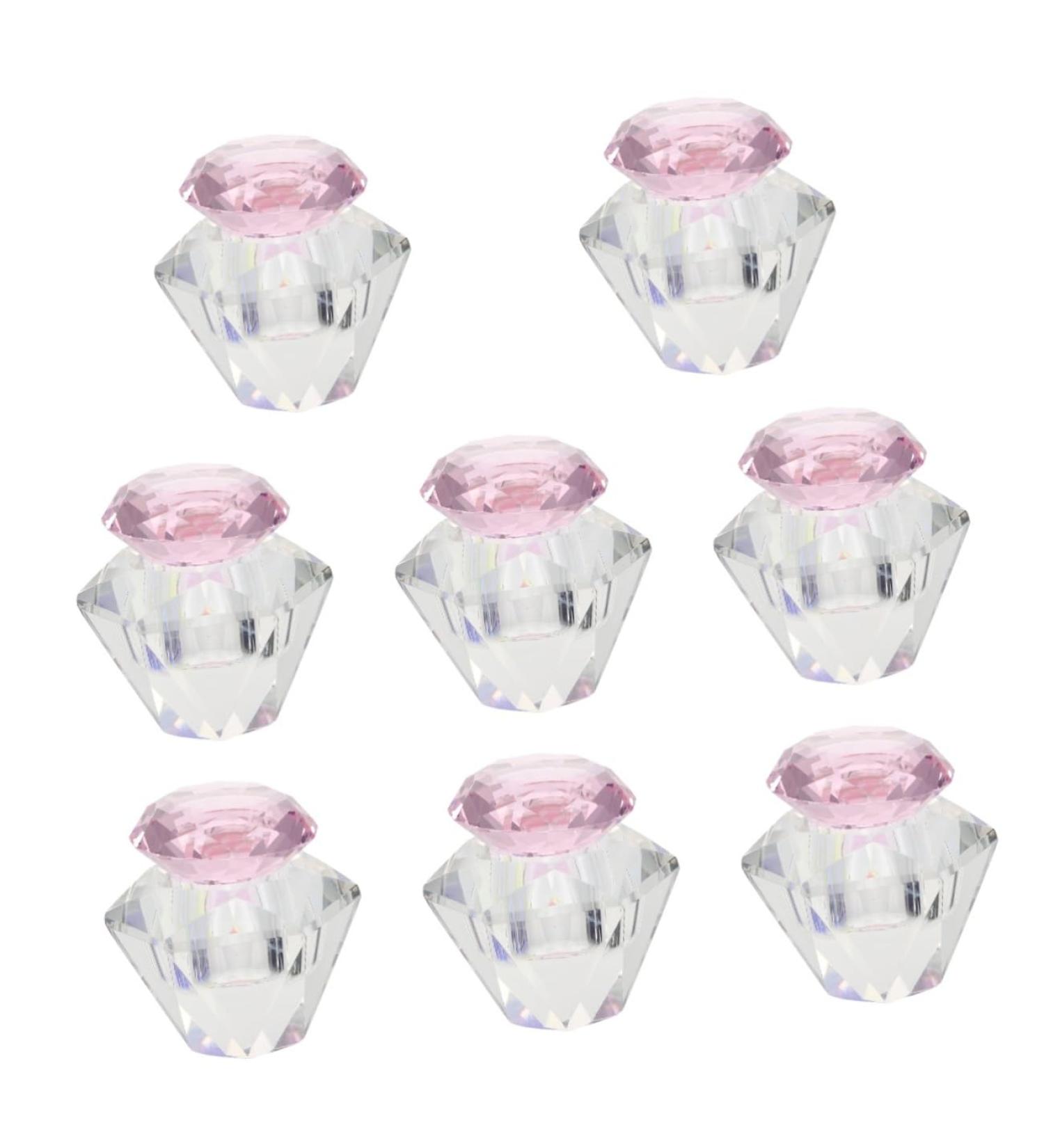 POPETPOP 8 Pcs Nail Art Crystal Cup Glass Container with Lid Dappen Dish with Lid Glass Dappen Dish Glass Mug with Lid Cups Glass Crystal Nail Art Cup White Crystal Manicure Vegetable Bowl 5.5x5.5cmx8pcs Pinkx8pcs - Buy Online on GoSupps.com