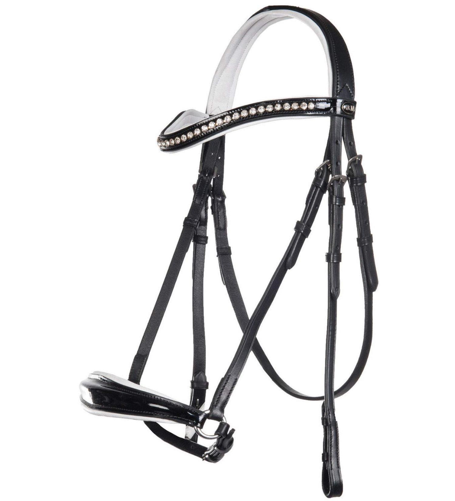 HKM bridle Carolin black/white pony