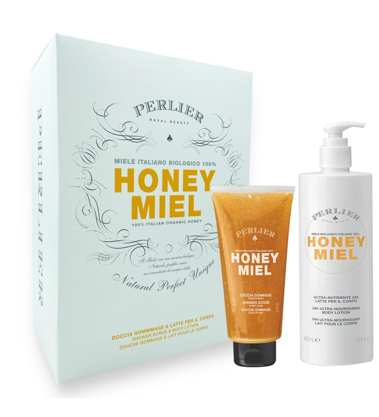 Perlier Honey Gommage Shower Set 250 ml + Body Milk 400 ml - Buy Online on GoSupps.com