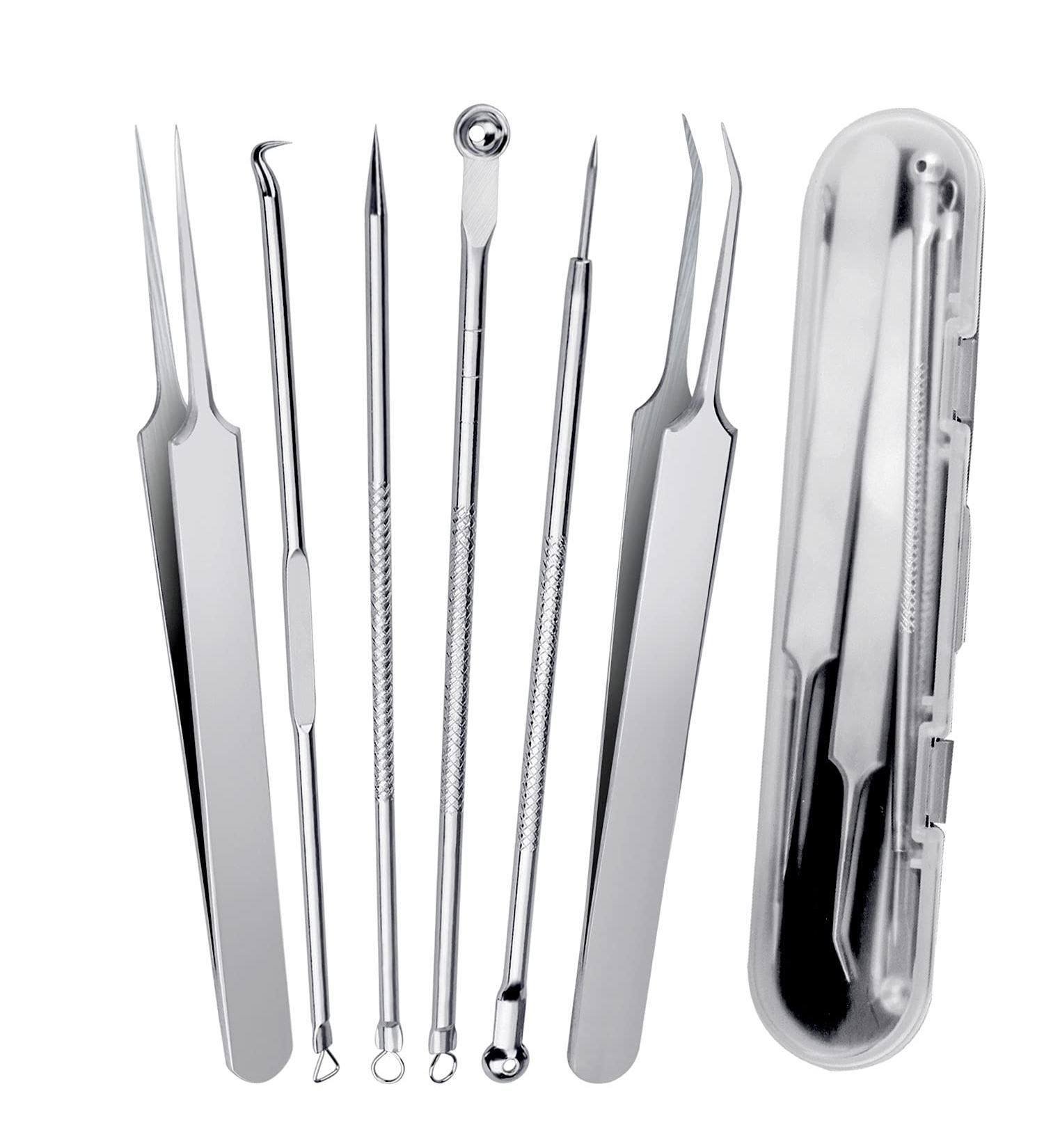 6-Piece Stainless Steel Blackhead Remover Tool Set - Effective Pimple & Blackhead Remover with Case - Buy Online on GoSupps.com