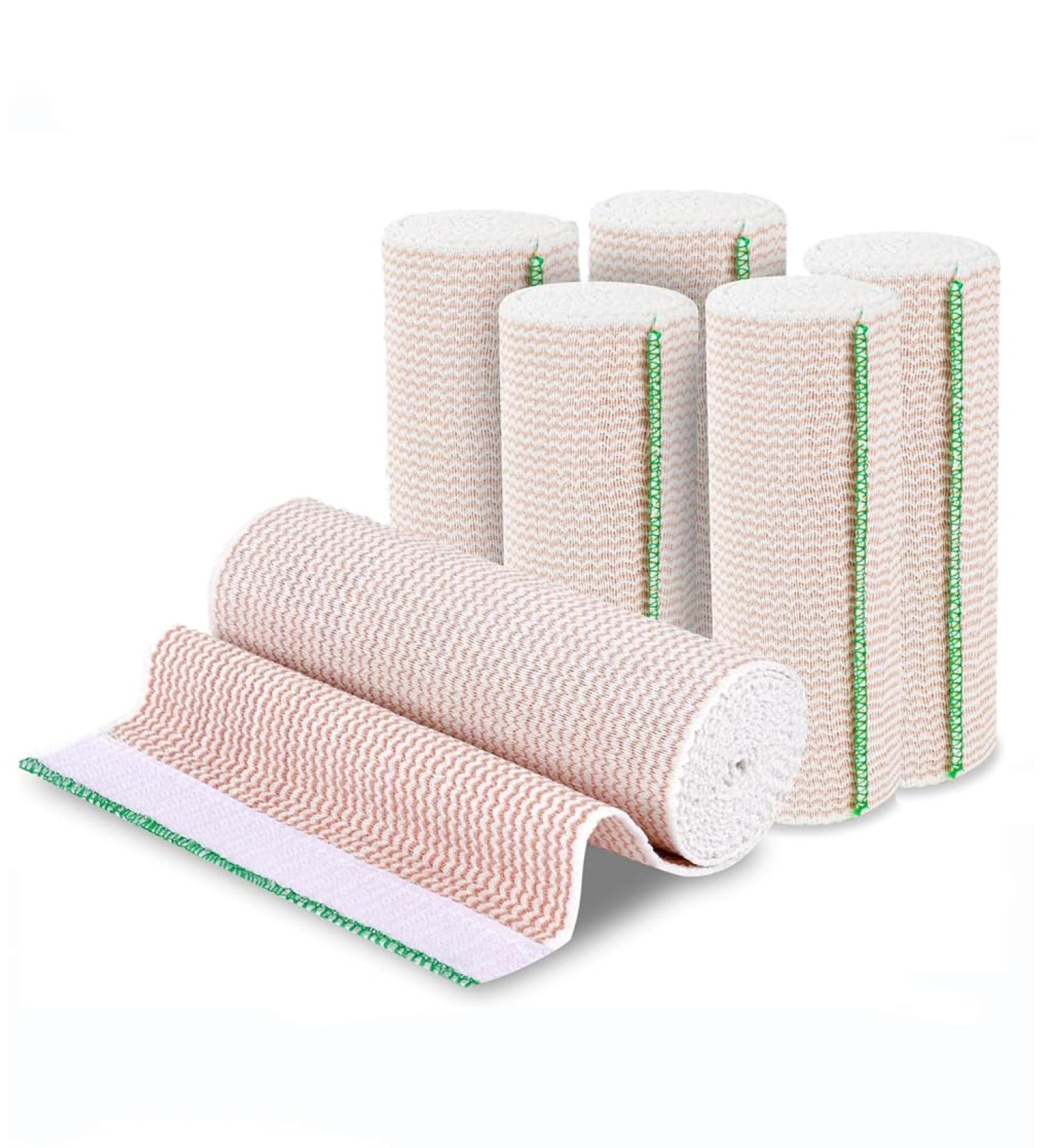 6 Pack Elastic Bandage Wrap - 6" Wide Latex Free Compression Roll for Legs Ankle Knee & Body - Ideal First Aid Kit Solution - Buy Online on GoSupps.com
