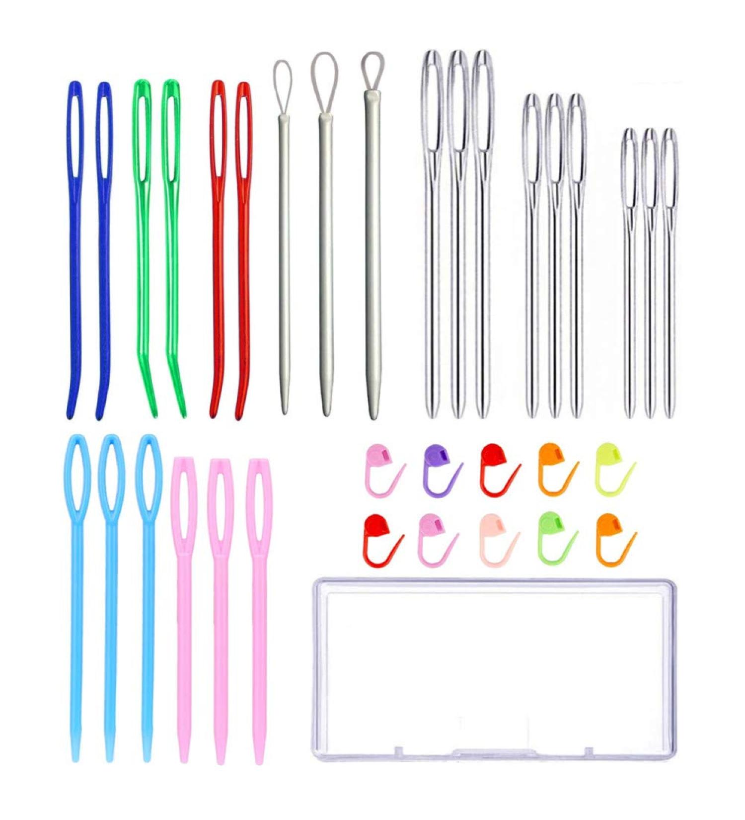 24pcs Yarn Needle Tapestry Needles with Stitch Markers - Big Eye Blunt Knitting Needles for Knitting & Crocheting - Buy Online on GoSupps.com