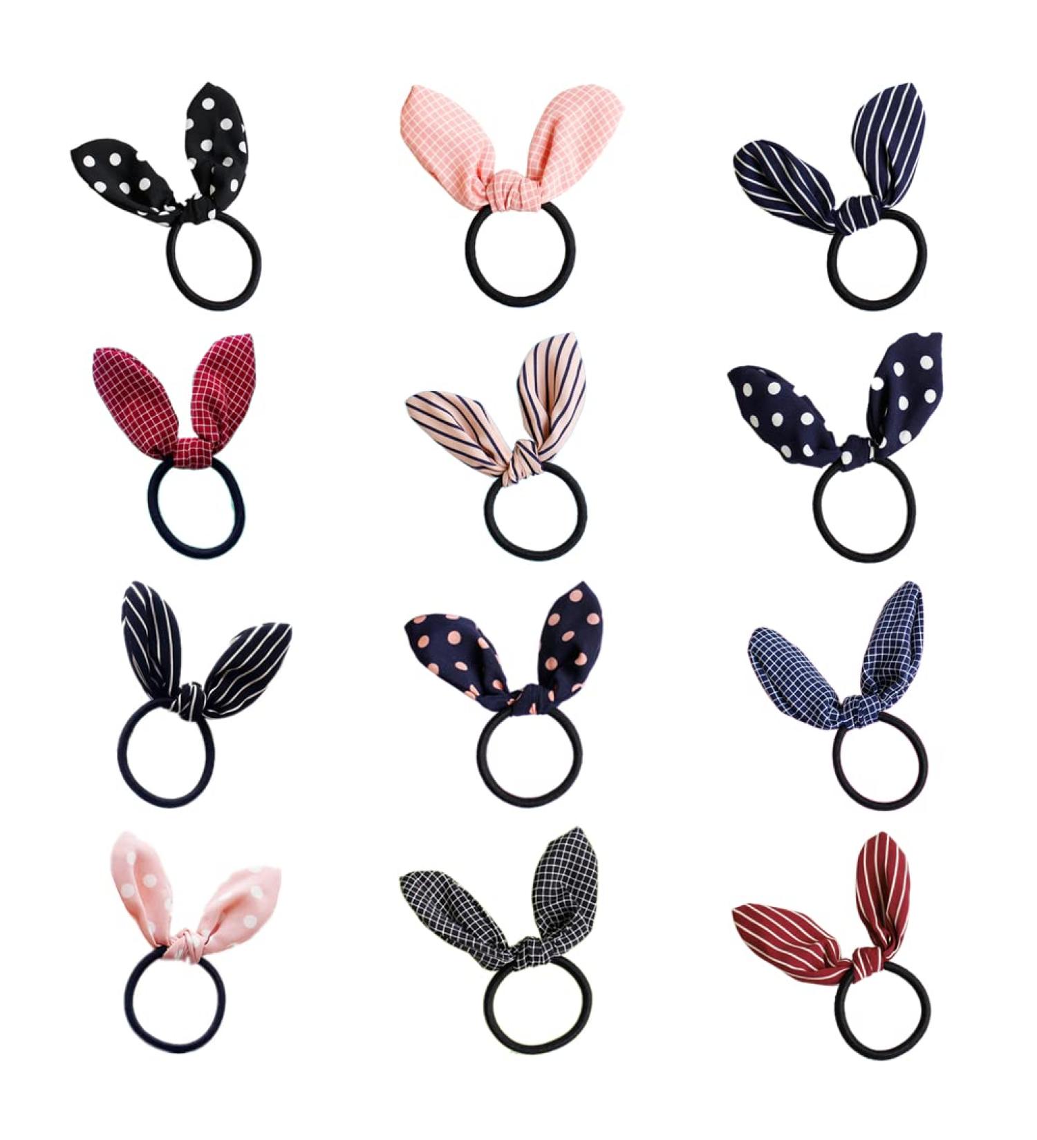 Ruihfas 12Pcs Lovely Rabbit Ear Bow Hair Bands Scrunchies - Elastic Hair Ties Ropes for Ponytails and Headbands - Buy Online on GoSupps.com
