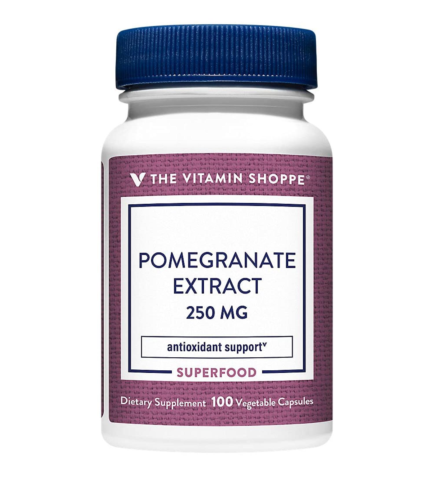 Buy Vitamin Shoppe Pomegranate Extract 250MG - Antioxidant Superfood for Cellular Health | 100 Veggie Capsules - International Shipping - Buy Online on GoSupps.com
