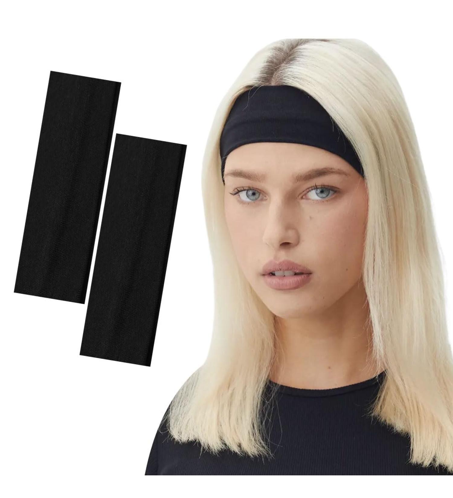 Polenza 2 x Graceful 7cm Black Headbands for Women - Ideal for Yoga, Makeup, Sports & Any Occasion - Buy Online on GoSupps.com