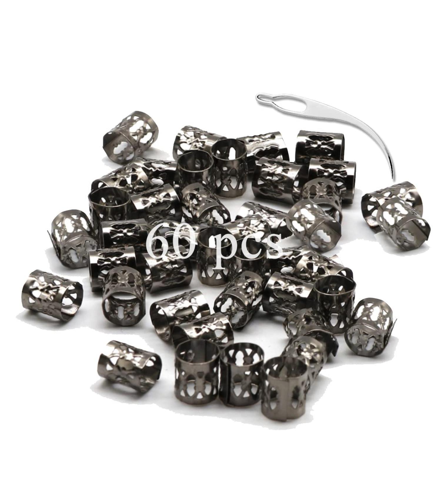 PADISHAN 60Pcs Gold XIONG Hair Jewelry for Women - Braids Accessories, Dreadlock Beads, Rings, Clips - Metal Black Color Decorative Rings & Beads for Box Braids - Braid Jewelry for Locs - Buy Online on GoSupps.com