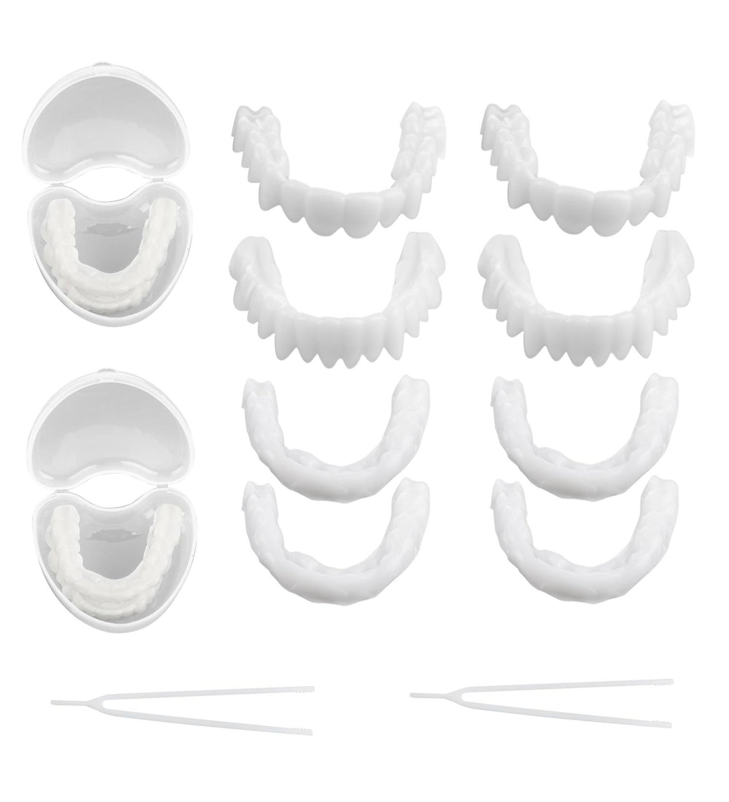 Buy Bright Cattle False Teeth - 2 Pairs Cosmetic Veneers with Tweezers | Temporary Dentures for Men & Women - Instant Smile Solution - Buy Online on GoSupps.com