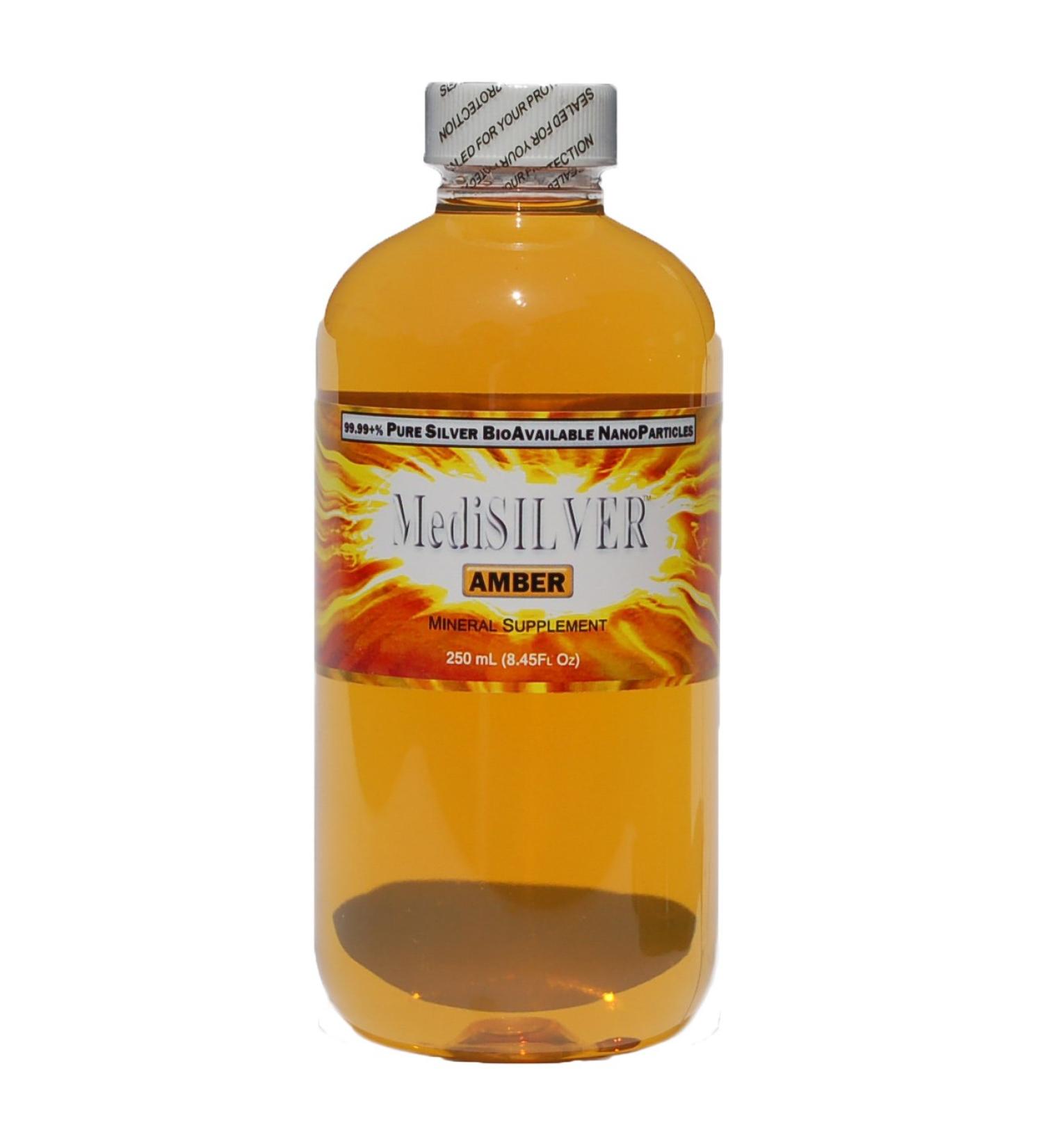 MediSILVER AMBER - Traditional Colloidal Silver - 250 mL (8.45 Fl Oz) - PETE Bottle
