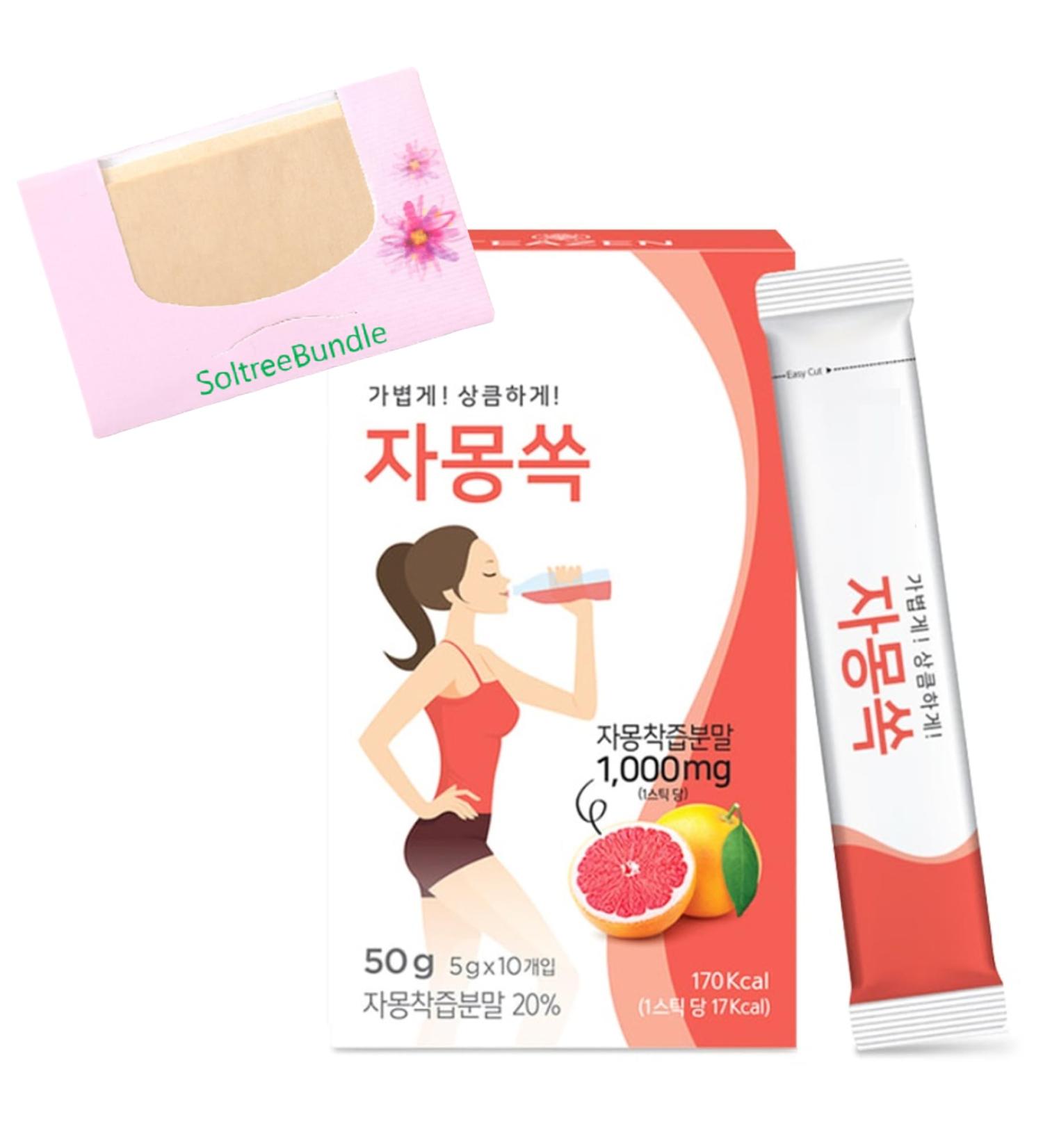 Korean Pink Grapefruit Hibiscus and Green Tea Powdered Iced Tea Hydration Drink Mix 10 Sticks 50g /1.76oz(5g x 10sticks) with Oil Blotting Papers - Buy Online on GoSupps.com