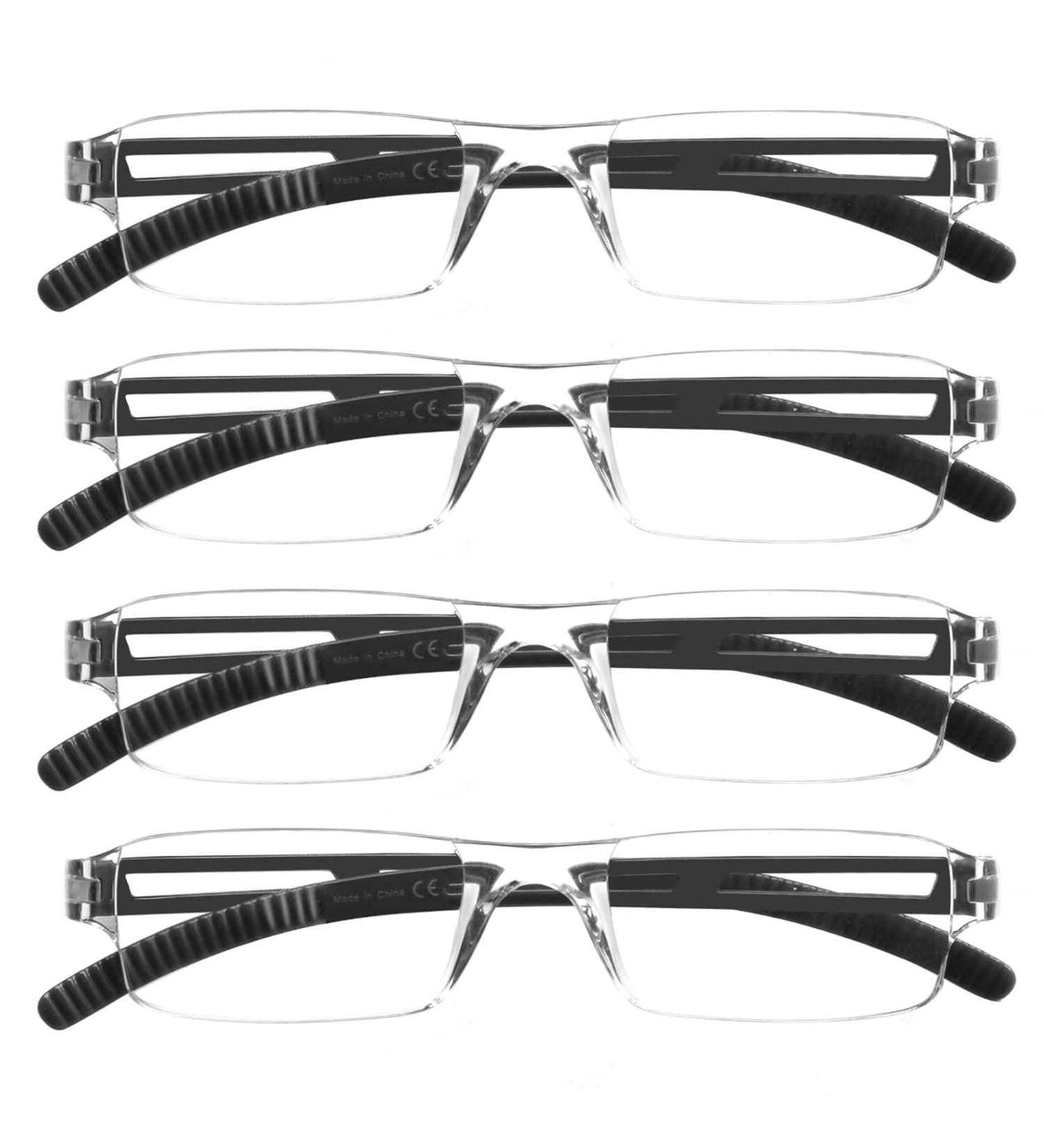Cojwis 4 Pack TR90 Reading Glasses for Men & Women - Lightweight Anti-Blue Light Glasses (4.00x Black) - Convenient & Stylish Reading Aid - Buy Online on GoSupps.com