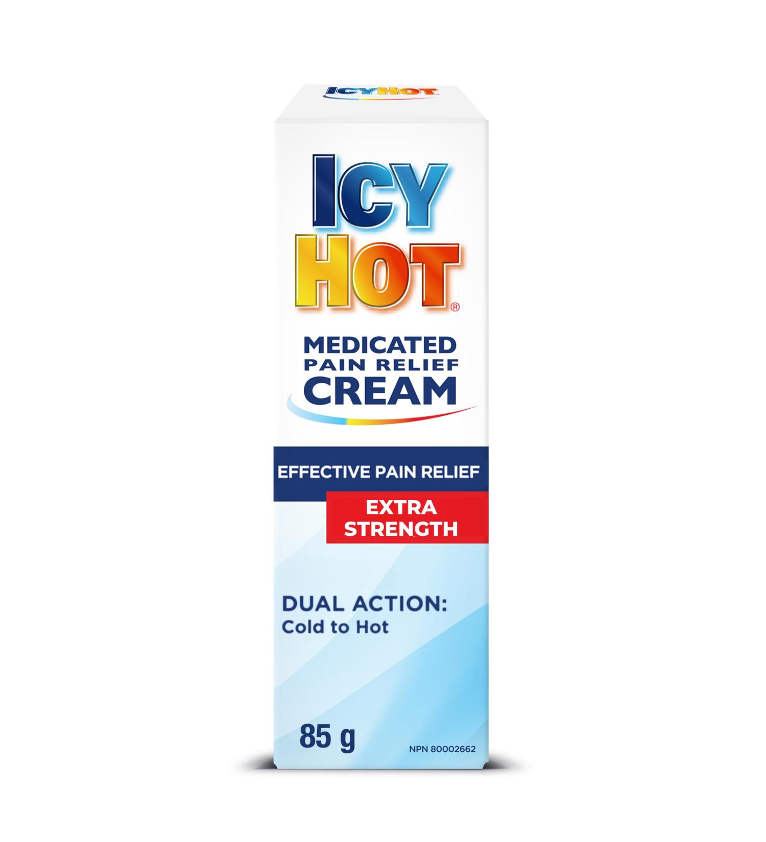Icy Hot Extra Strength Pain Relief Cream Fast-Acting Muscle and Joint Pain Relief from Discomfort Caused by Arthritis Sprains and Strains Methyl Salicylate 30% Menthol 10% 85g Tube Icy Hot Cream - Buy Online on GoSupps.com
