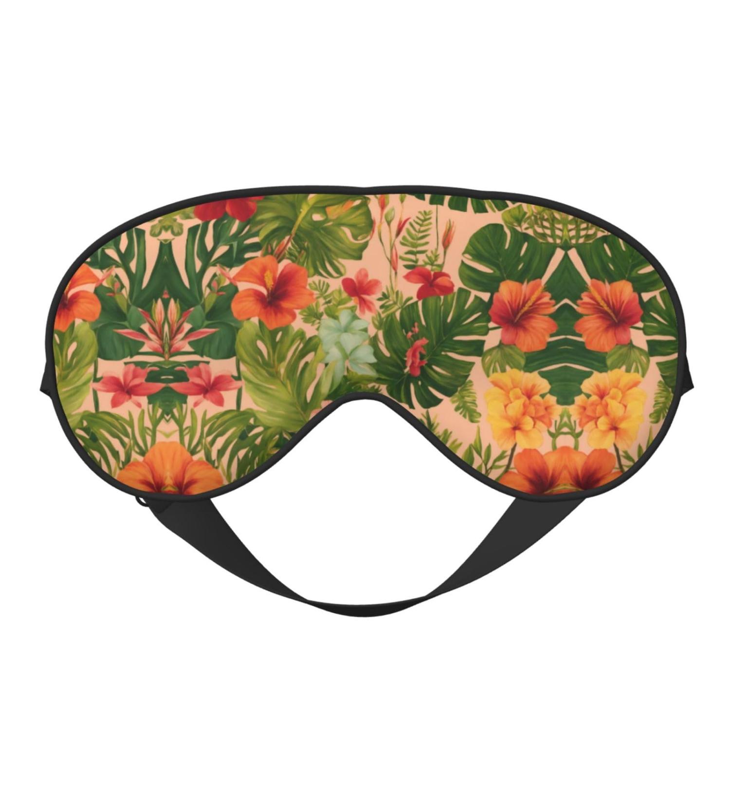 Ultra-Soft Light-Blocking Eye Mask - Hojas Tropicales Y Flores Print for Restful Sleep & Comfort | International Shipping Available - Buy Online on GoSupps.com