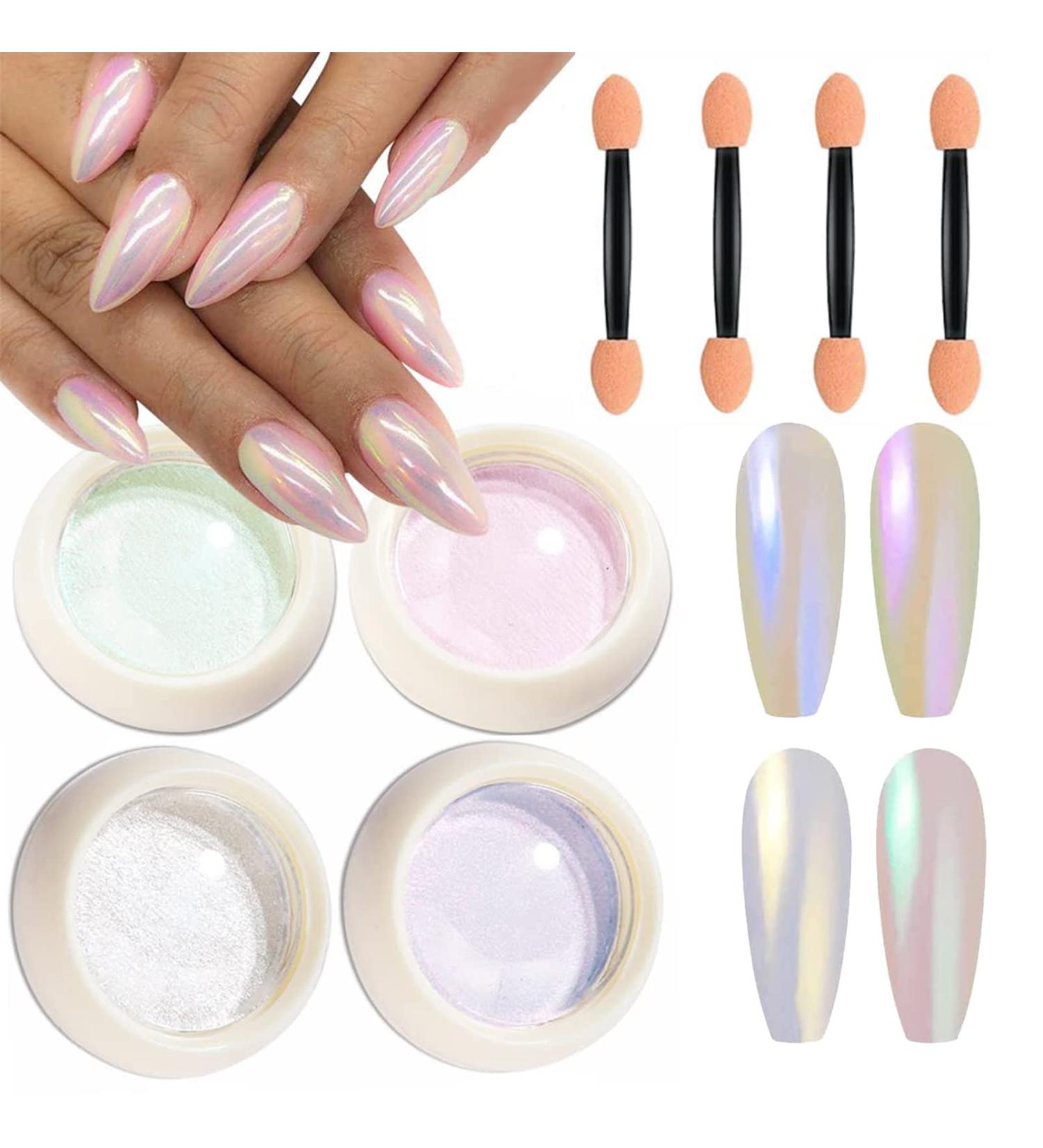 Magic Mermaid Chrome Nail Powder Set - Pearl Chrome Metallic Mirror Effect Pigment for Gel Polish Nail Art Decoration - Buy Online on GoSupps.com