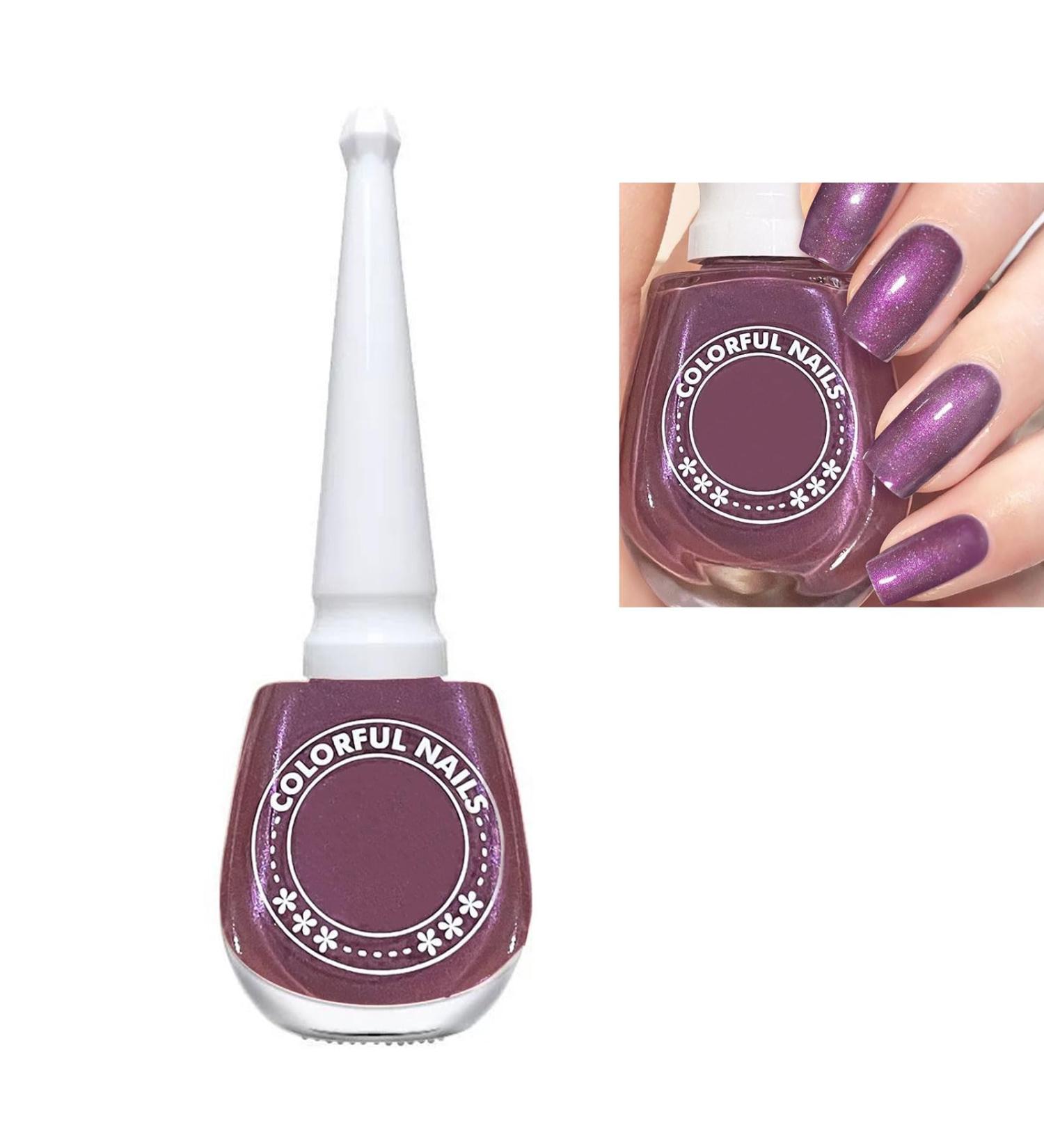 Purple Pearl Glitter Nail Pink Polish Shimmering Shell Spiral Silver Shimmer Quick Dry Nail Pearlescent Varnish Shining Long Lasting No UV Need DIY Nail Art Manicure Gift for Women & Girls - Buy Online on GoSupps.com