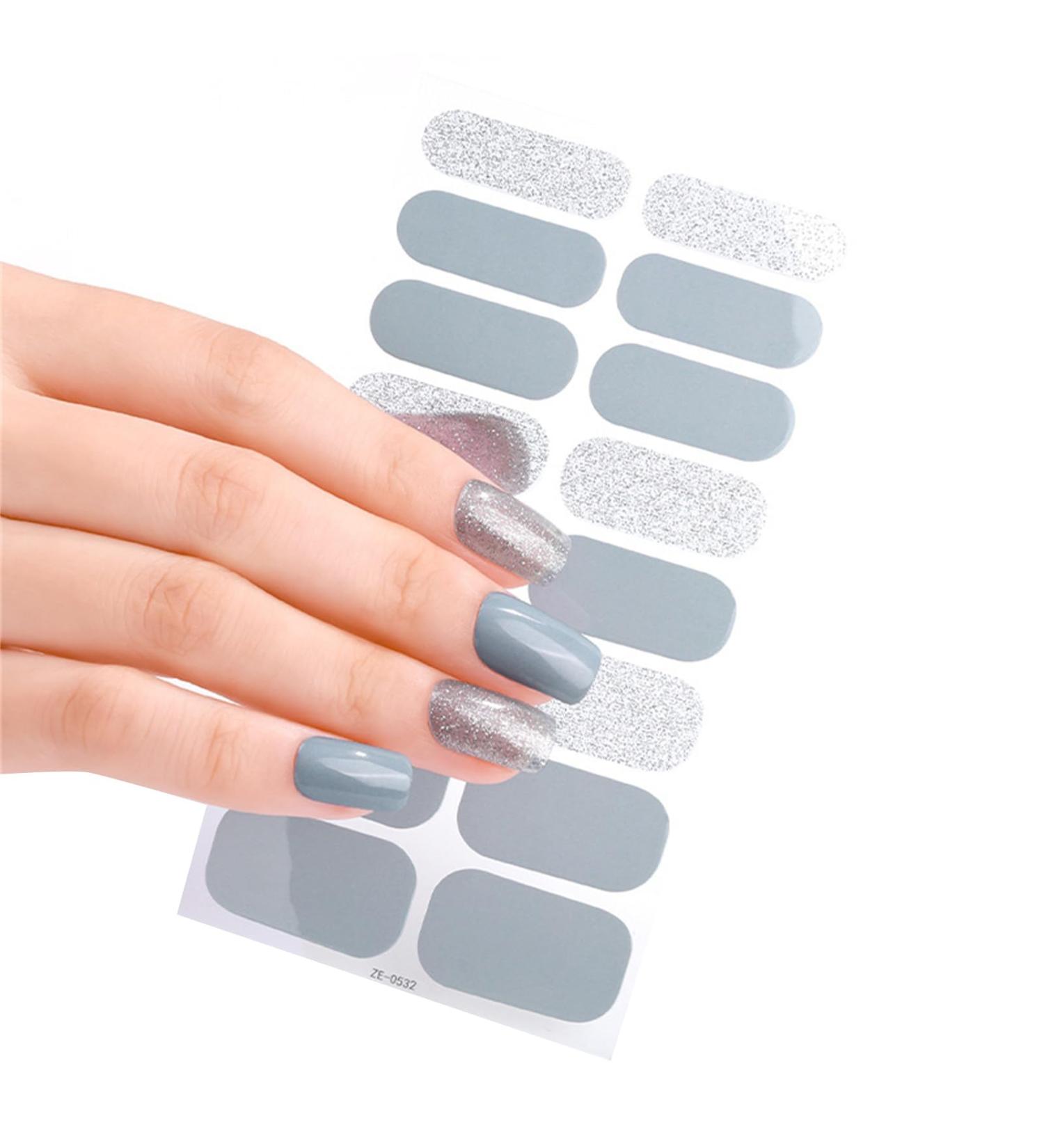 20 Pieces Semi Cured Gel Nail Strips Glitter Gel Nail Sticker Long Lasting Gel Nail Wraps With Soft Glossy Gel Finish Suitable For All Nail Art Enthusiasts Ze0532 - Buy Online on GoSupps.com