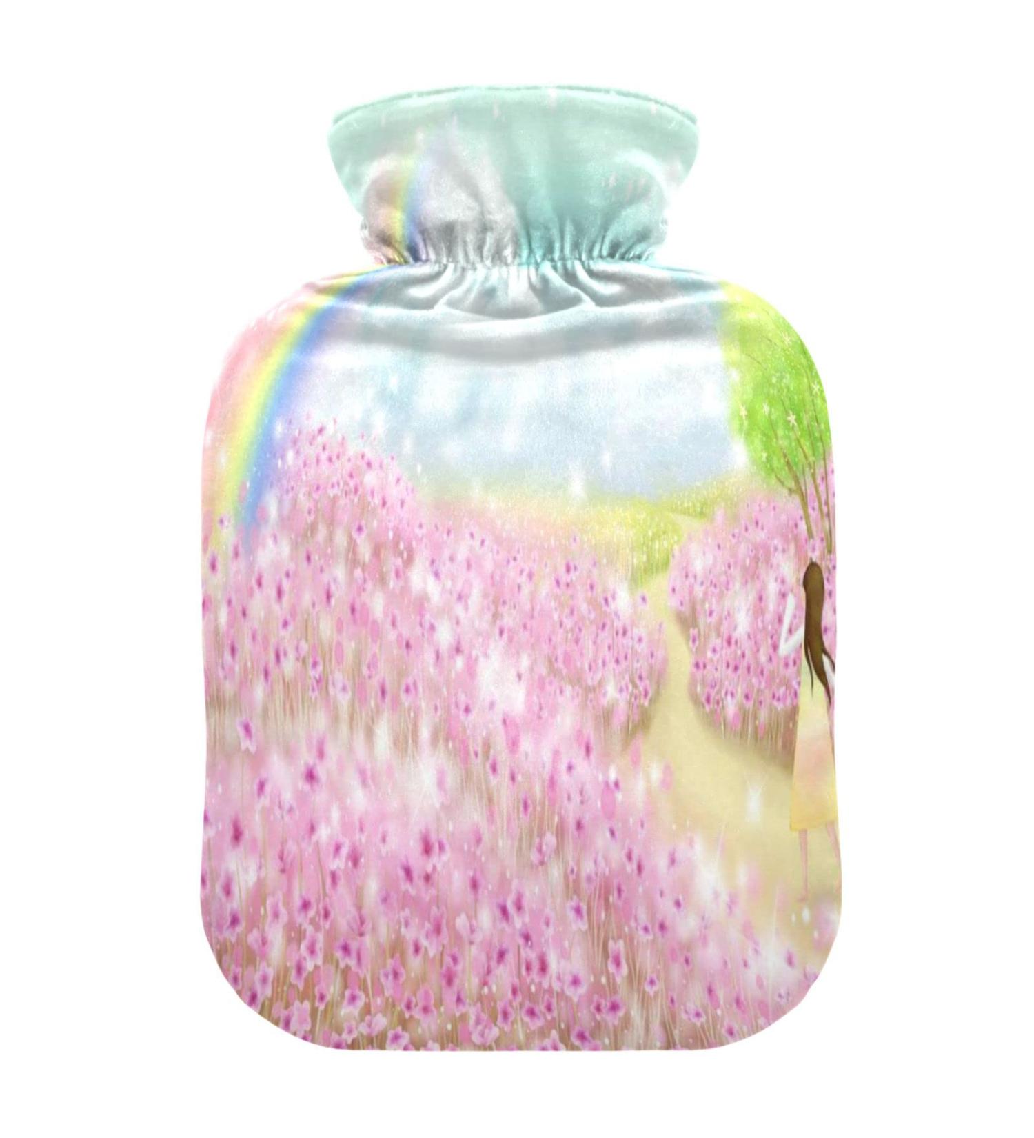 Rainbow Garden 2L Hot Water Bottle with Soft Fleece Cover | Ideal for Hot & Cold Compresses | International Shipping Available - Buy Online on GoSupps.com