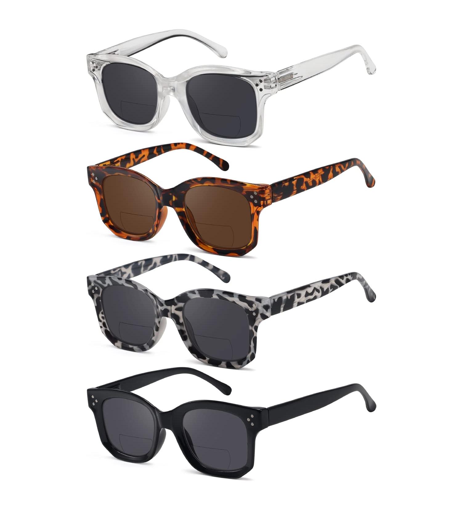 Eyekepper 4 Pack Bifocal Reading Glasses for Women - Small Size Gray Lens Mixed Colors 3.0x Magnification - Stylish & Functional International Shipping - Buy Online on GoSupps.com