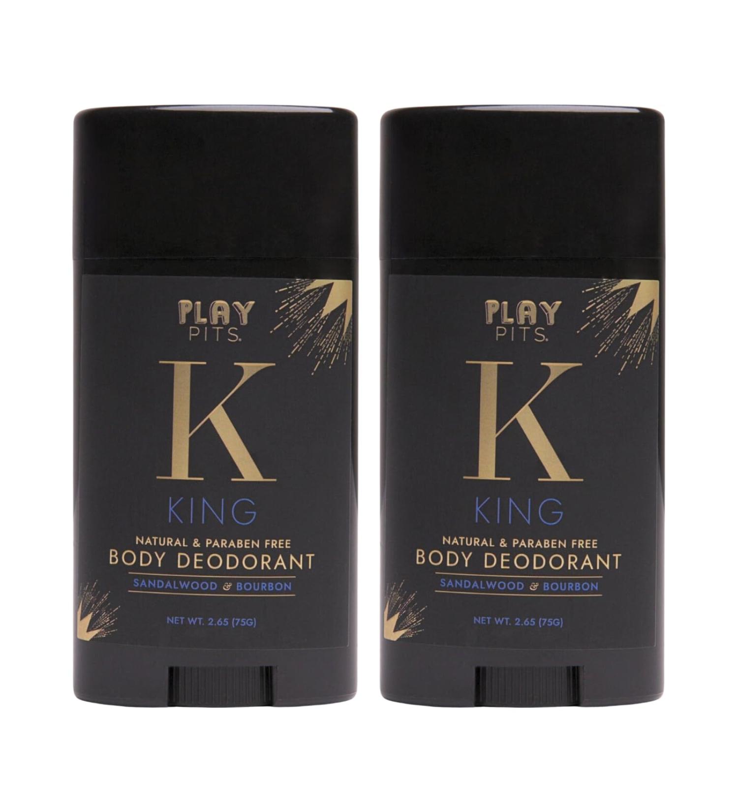 PLAY PITS - 2 Pack - Natural Deodorant - Safe for Men & Women w/Sensitive Skin - Clean Non-Toxic & Paraben Free KING Scent - Infused w/Essential Oils 2.65 Oz. King 2.65 Ounce (Pack of 2) - Buy Online on GoSupps.com