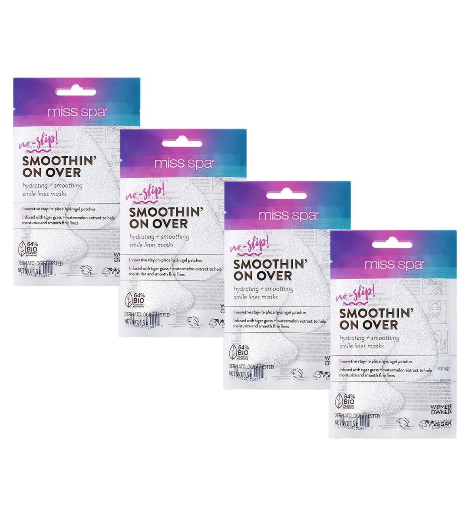 MISS SPA Smile Line Patches  Hydrating Smoothing Smile Lines Masks  Face Wrinkle Patches  Anti-Aging Serum Hydrogel Patches  Moisturize & Tightening Laugh Lines  Dermatologist Tested (4 Pairs)