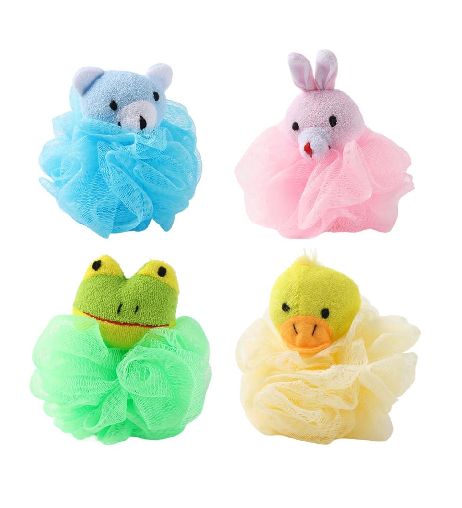 Buy Ximimark 4pcs Lovely Animal Shower Bath Mesh Sponge Puff Ball - Cute & Fun Bath Toys for Kids | Random Color & One Size - International Shipping Available - Buy Online on GoSupps.com