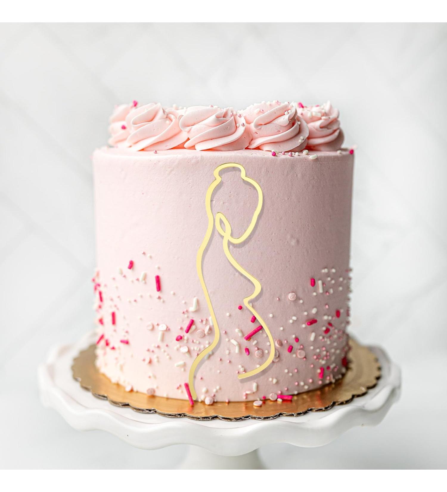 Pregnancy line art Acrylic cake topper Pregnant Woman Acrylic Happy Birthday Cake Topper for Expectant Mothers Party Gold Mirror Cake Topper Mother To Be Party Cake Decorations Supplies Acrylic. - Buy Online on GoSupps.com