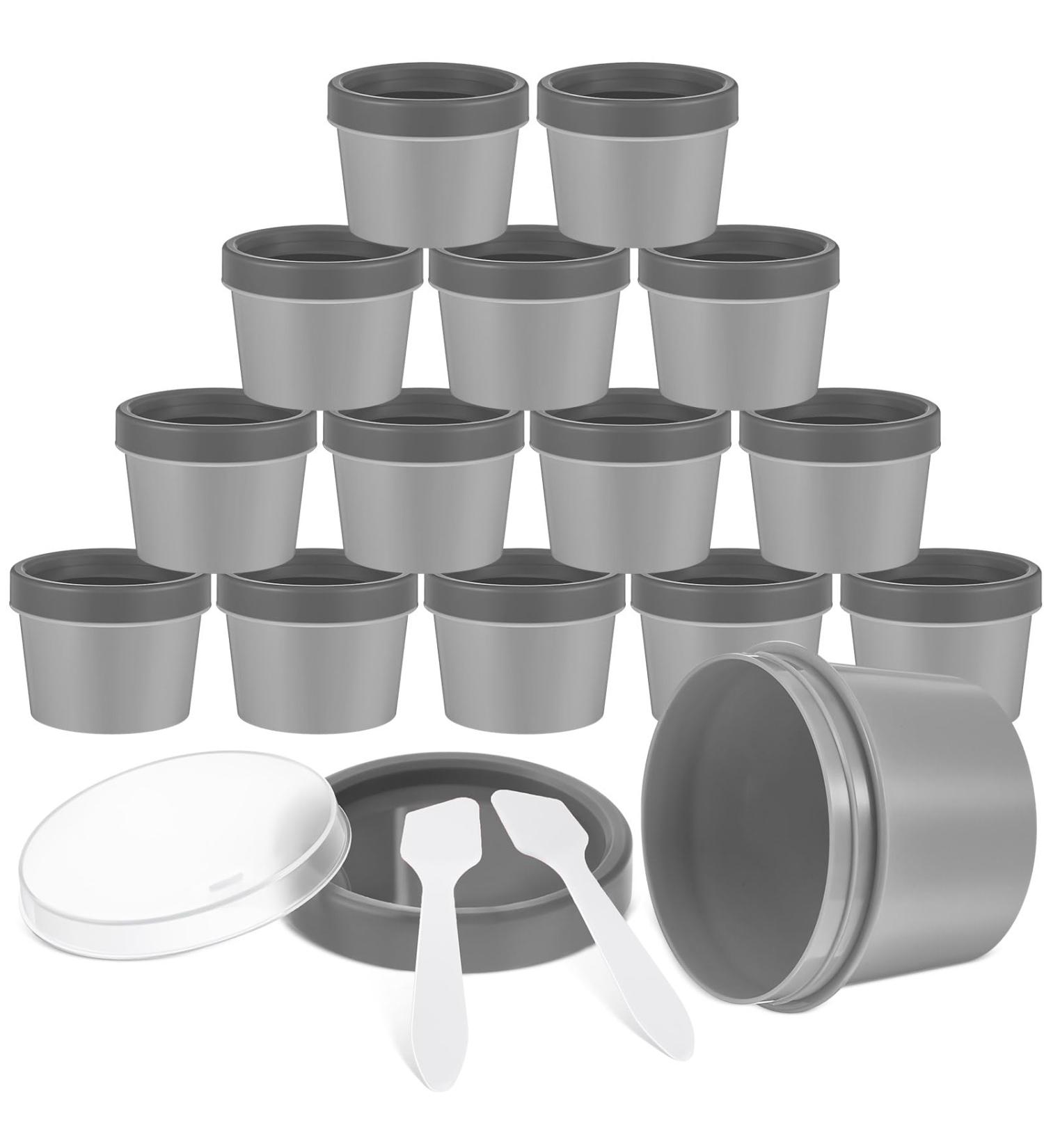 FoldTier 30 Set Gray PP plastic Refillable Cosmetic Cream Jars with Lids and Spoons 3.4oz/100ml Leakproof Travel Containers for Lotion Face Makeup Beauty Products - Buy Online on GoSupps.com
