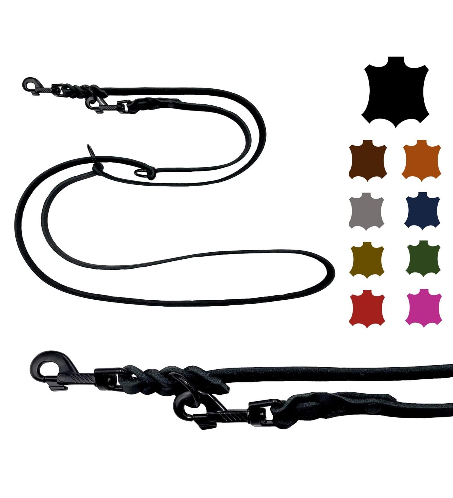 Double Linen Adjustable Dog Liner for Small & Large Dogs - 3.50m x 8mm Black | Durable Pet Leash with Hooks - Buy Online on GoSupps.com