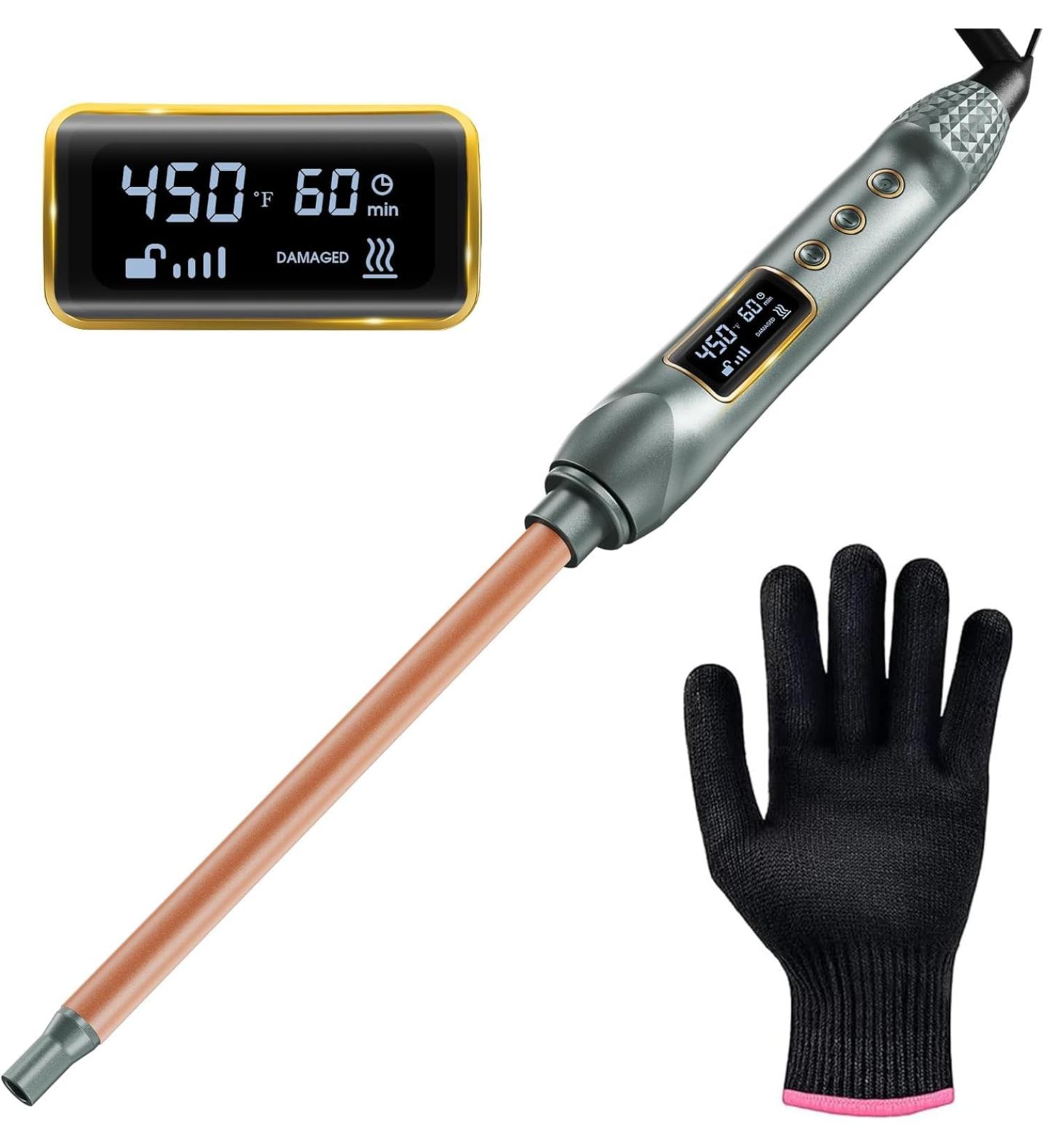 1/2 Inch Small Curling Iron - 13mm Tiny Curling Wand for Medium Long Hair | Ceramic Long Barrel LCD Display & Heat Glove for Perfect Tight Curls - Buy Online on GoSupps.com