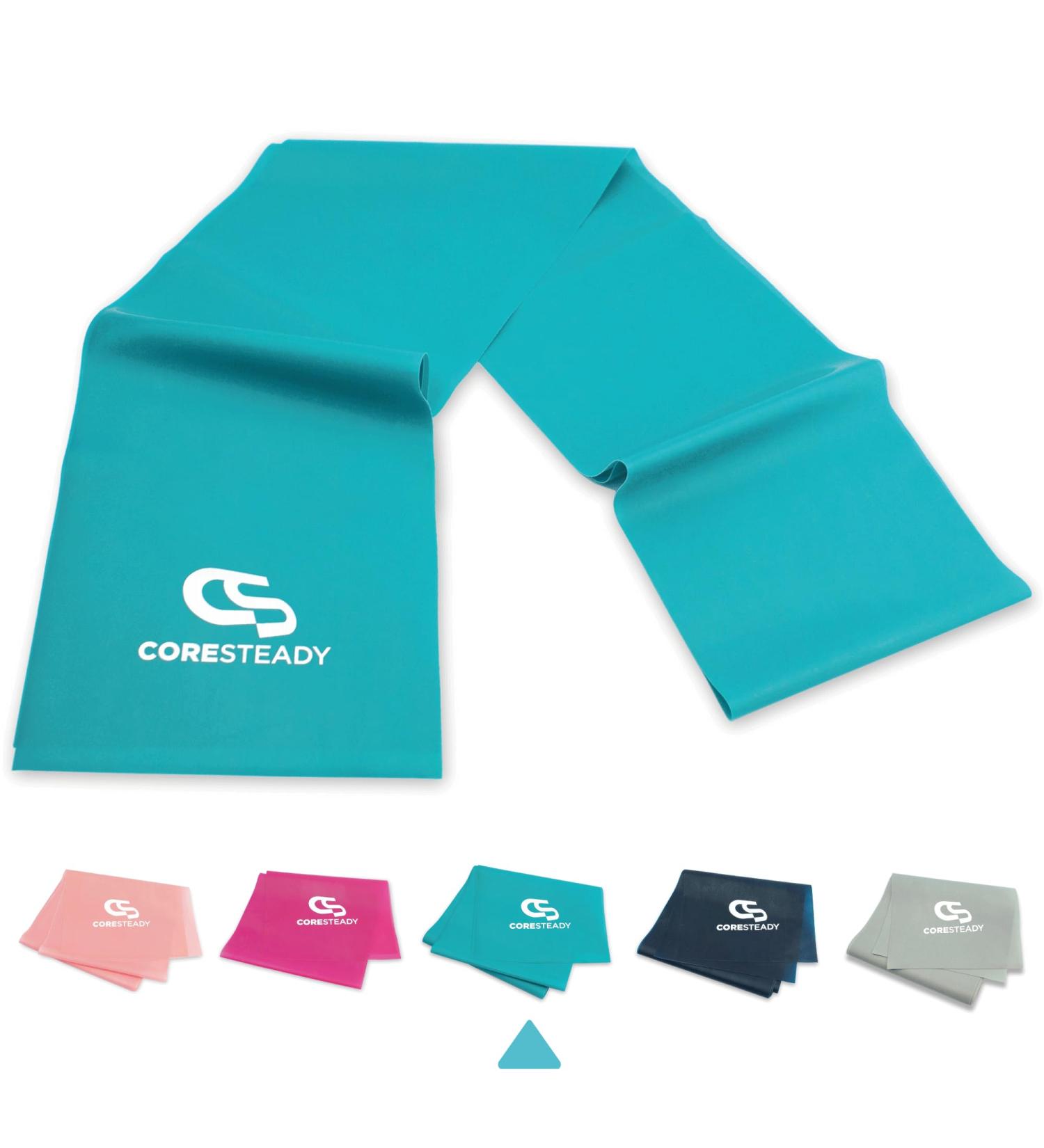 Coresteady Resistance Band for Men & Women - Turquoise 1.3 Metre Exercise Band for Strength & Flexibility - Fitness, Pilates, Physio & Yoga Guide Included - Buy Online on GoSupps.com