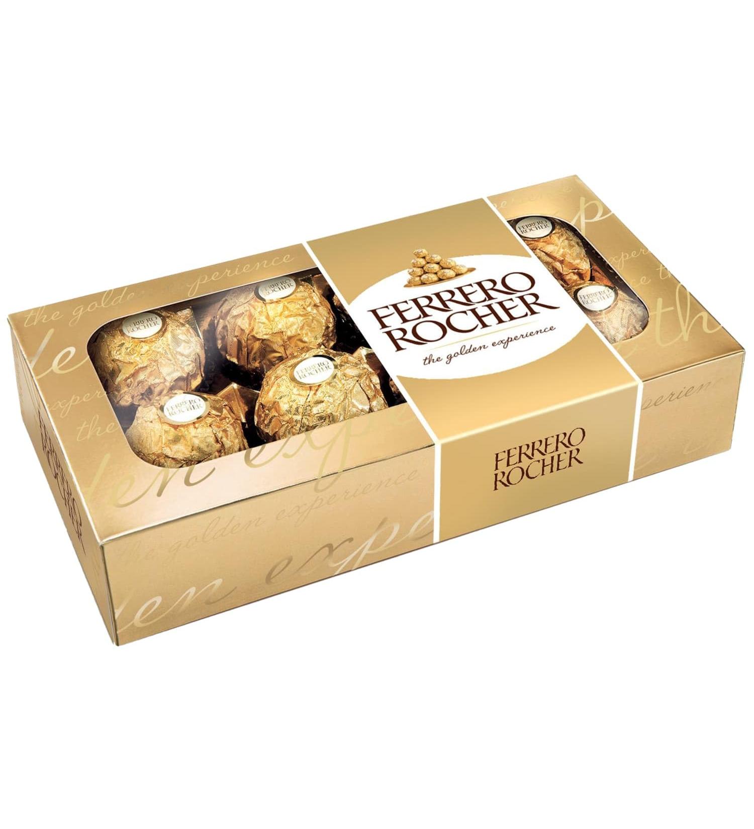 FeRrerro's RocHerr's 8pk - Chocolates for Gifting - Whole Hazelnut's in Milk Chocolate And Nut Croquante - Suitable For Vegetarians Contains Nuts - Chocolate Box Hamper Christmas Birthday Occasions