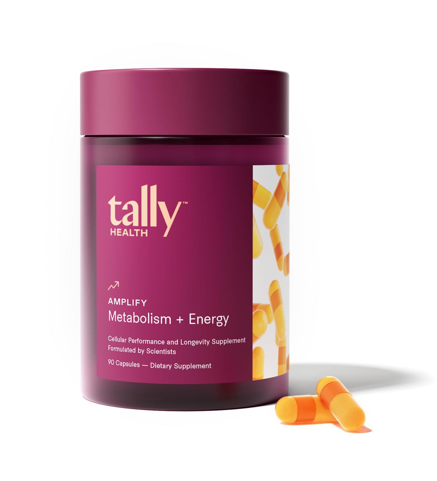 Tally Health Amplify Cellular Metabolism & Energy Booster with Berberine, CoQ10 & Glycine Vegan, Non-GMO, Gluten Free Capsules for Healthy Aging & Vitality - Buy Online on GoSupps.com