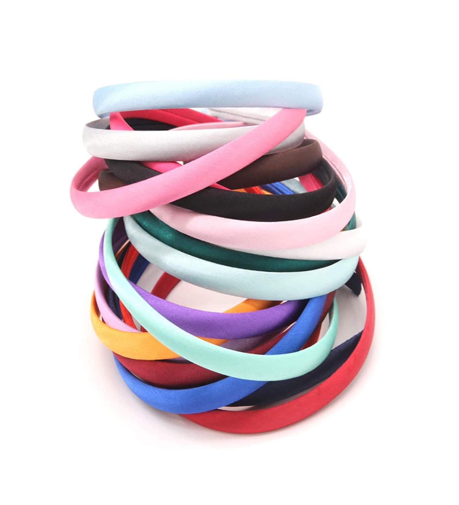 LIUJZZJ 34pcs Baby Girls Satin Covered Headbands - Multicolor Silk Ribbon Hair Accessories (10mm 36cm Perimeter) - Perfect for All Occasions - Buy Online on GoSupps.com