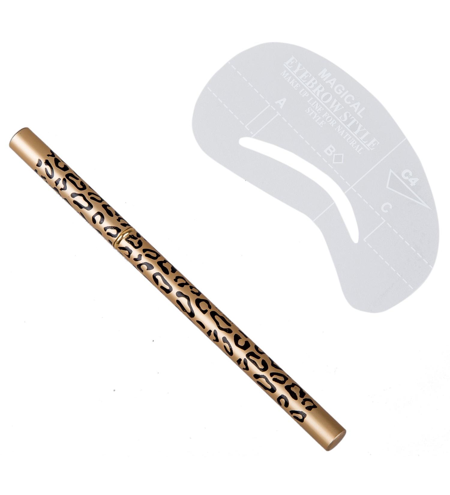 Louttary Double Eyebrow Pencil Dark Brown + 4 Eyebrow Stencils - Buy Online on GoSupps.com