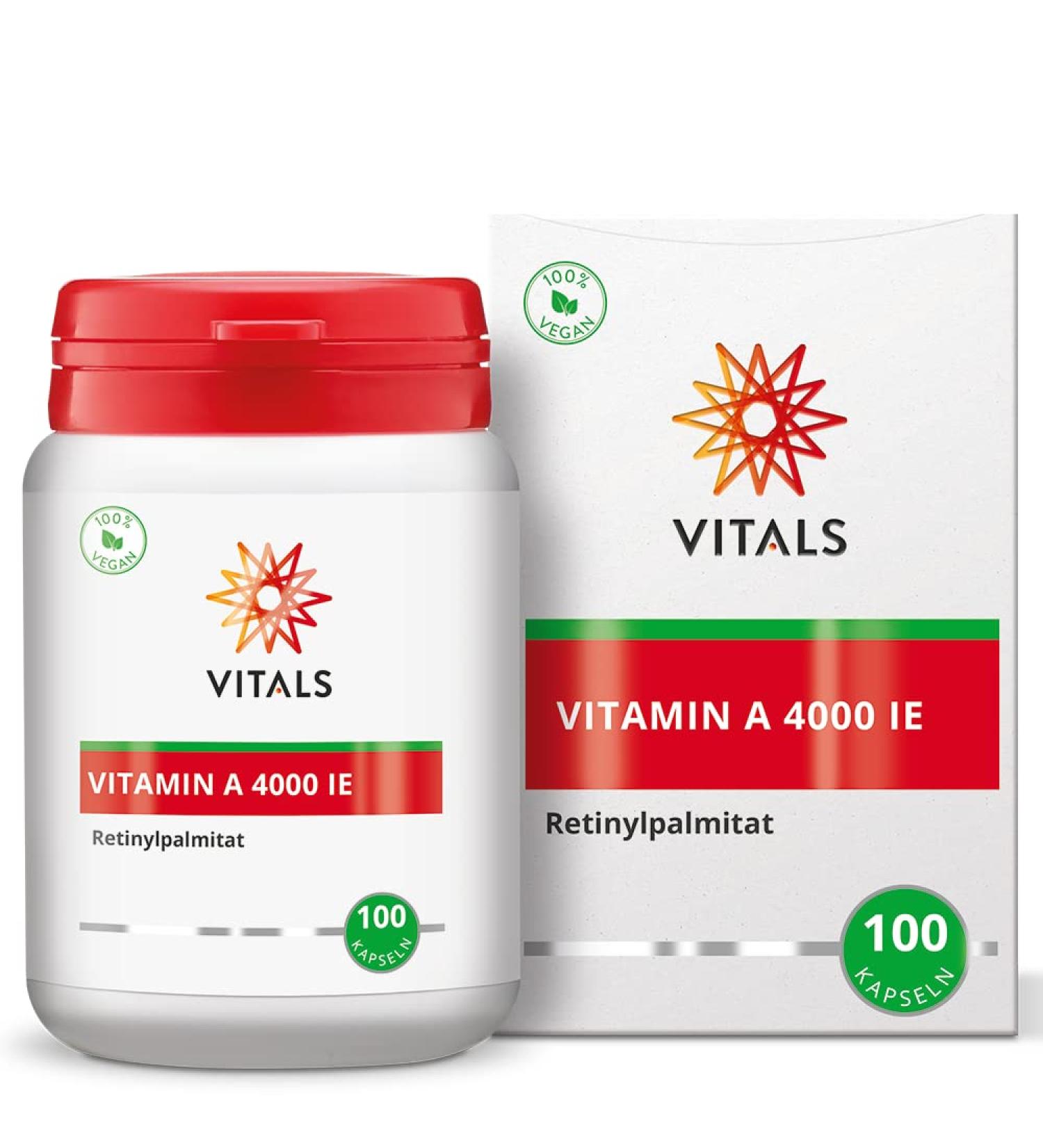 Buy Vitals Vitamin A 4000 IU - 100 Vegan Capsules | High Dosage 1200 mcg Retinyl Palmitate | International Shipping - Buy Online on GoSupps.com